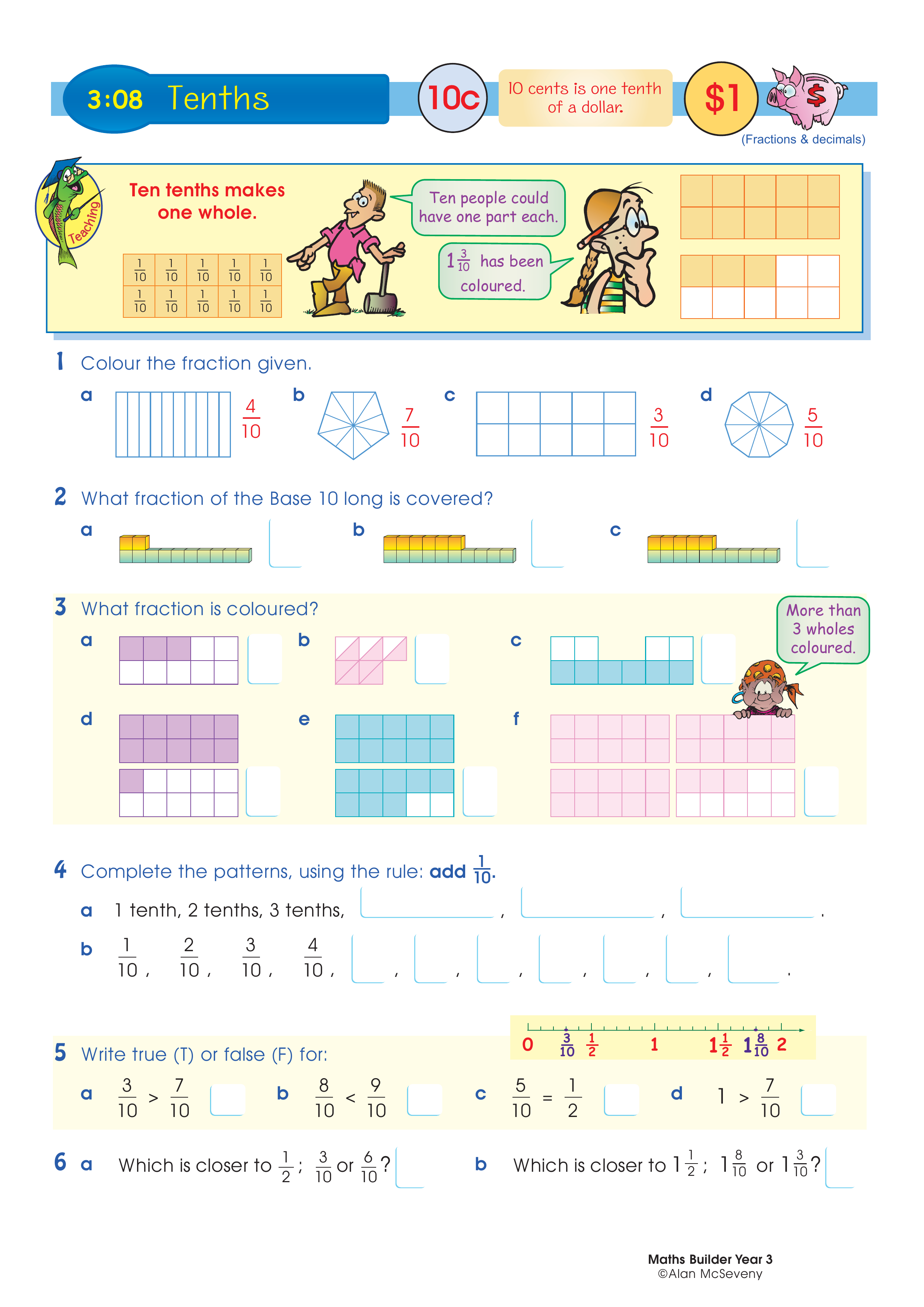 Tenths — worksheet preview