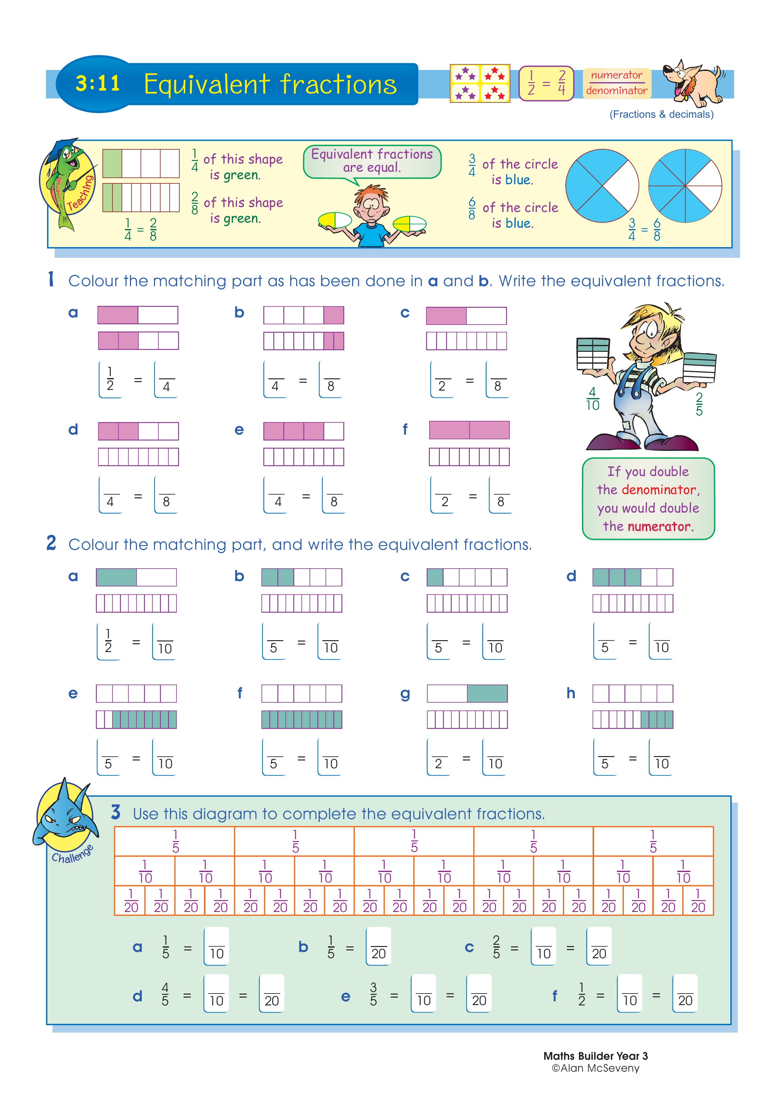 Equivalent fractions — worksheet preview