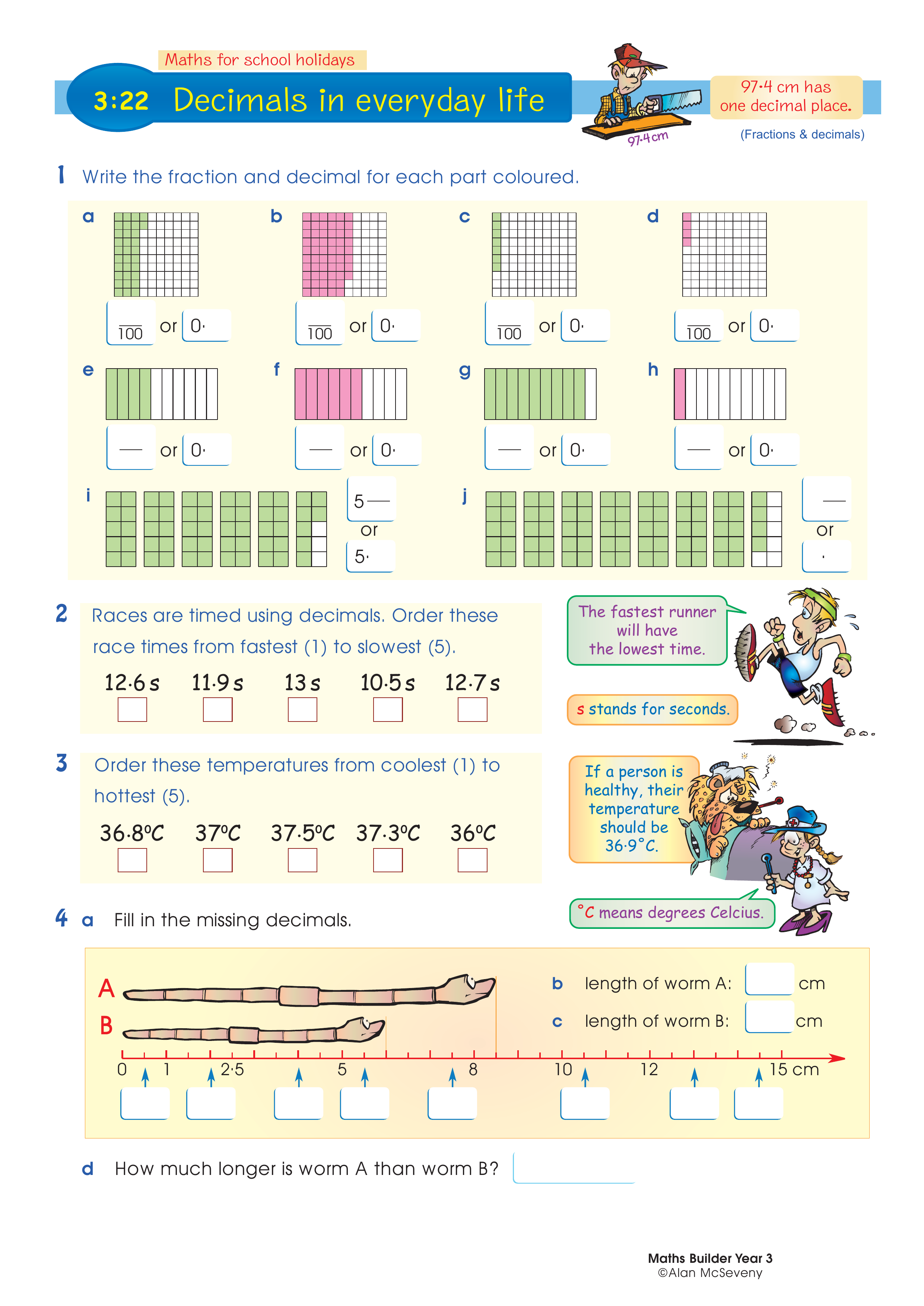 Decimals in everyday life — worksheet preview