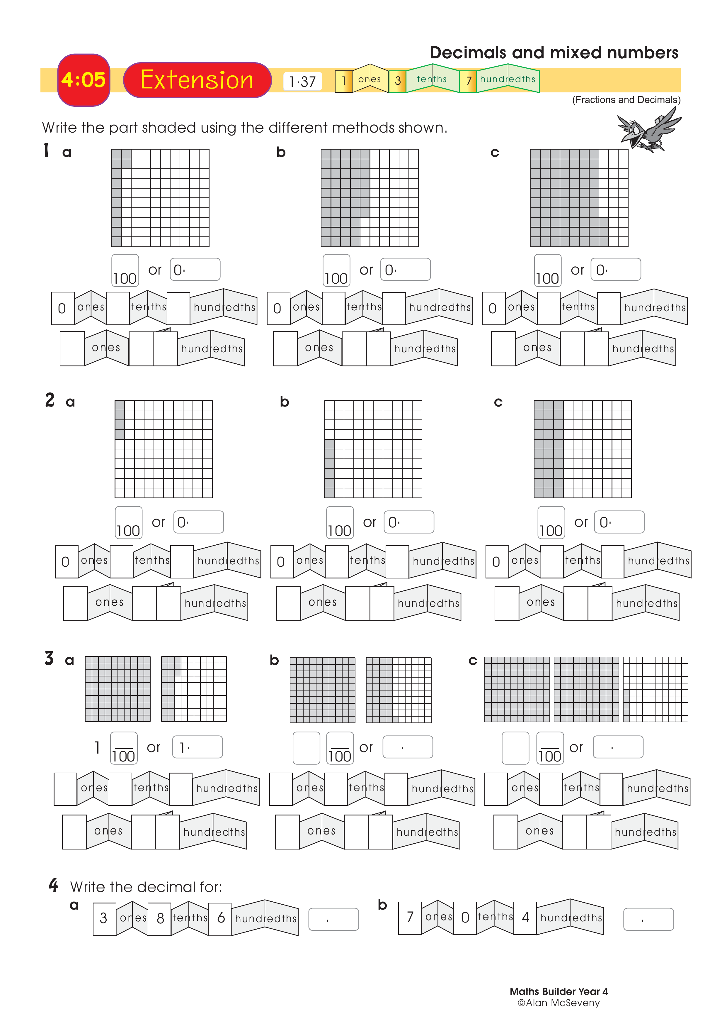 Decimals and mixed numbers — worksheet preview