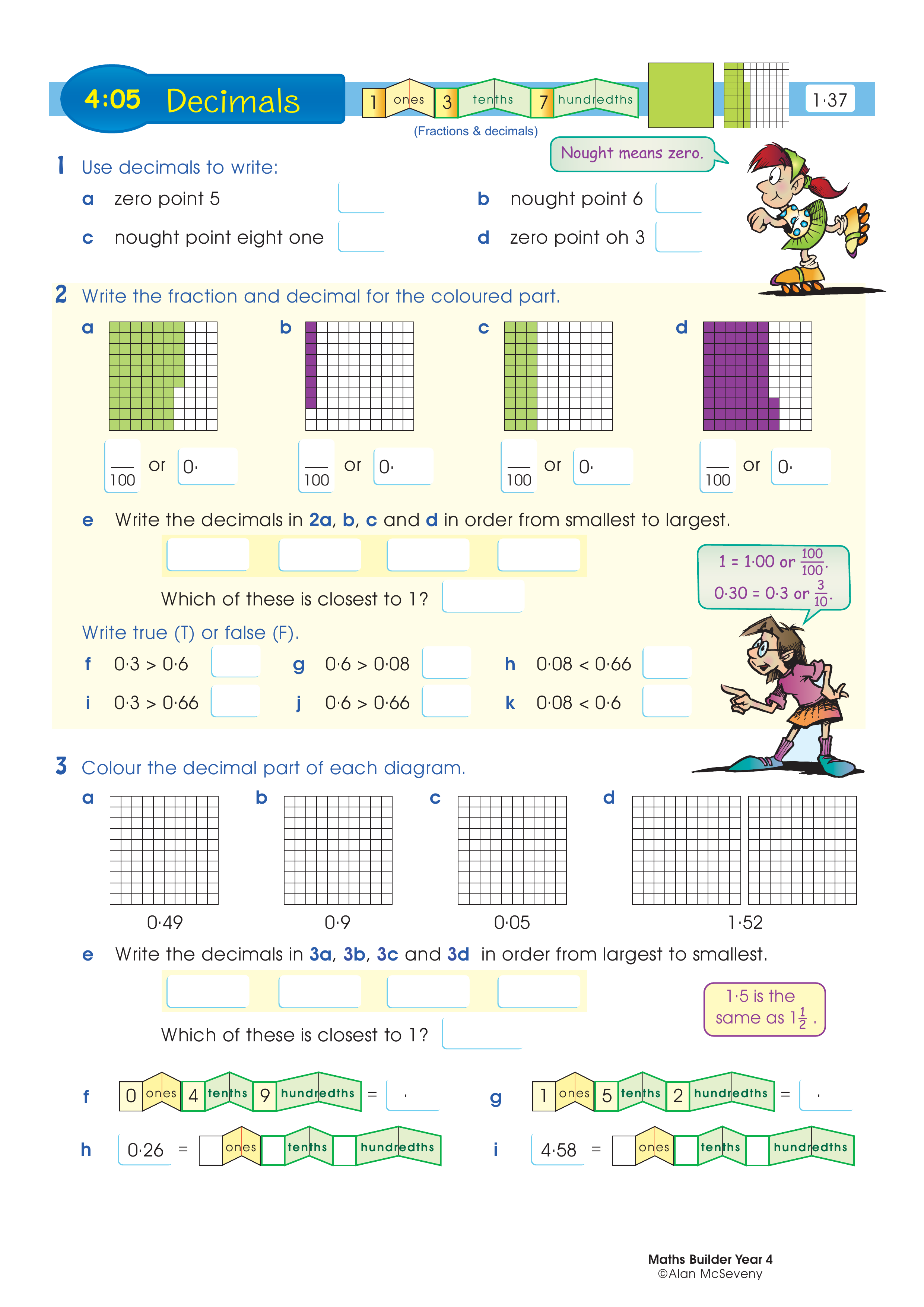 Decimals — worksheet preview