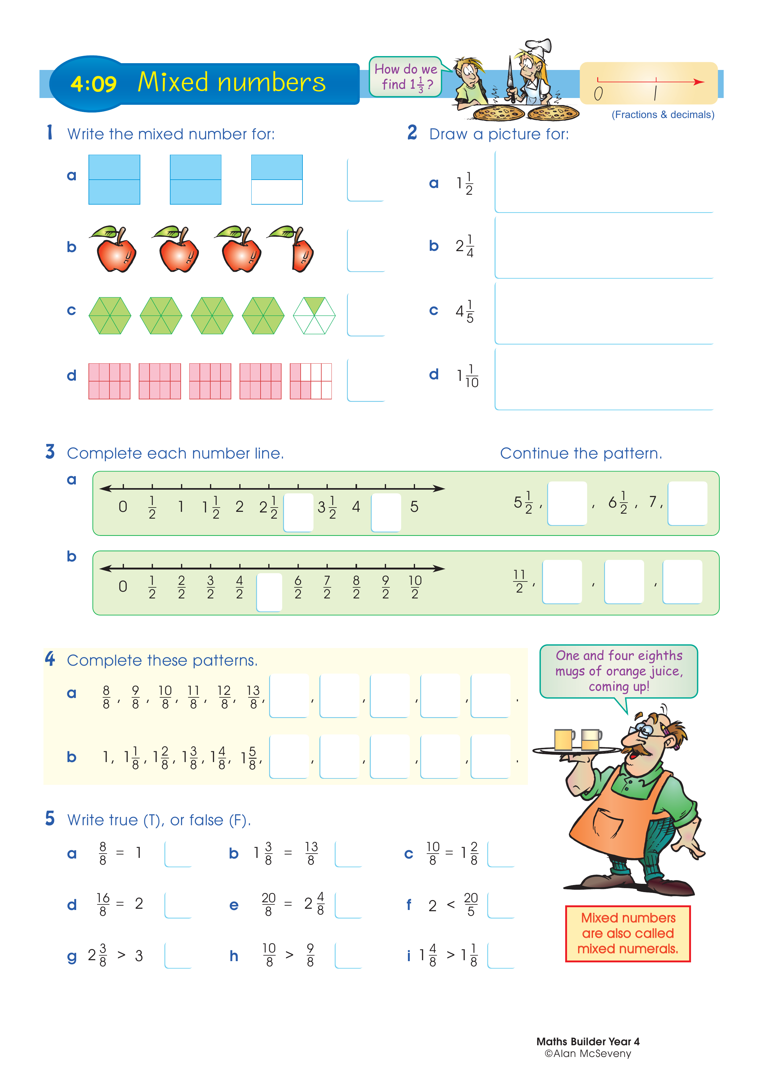 Mixed numbers — worksheet preview