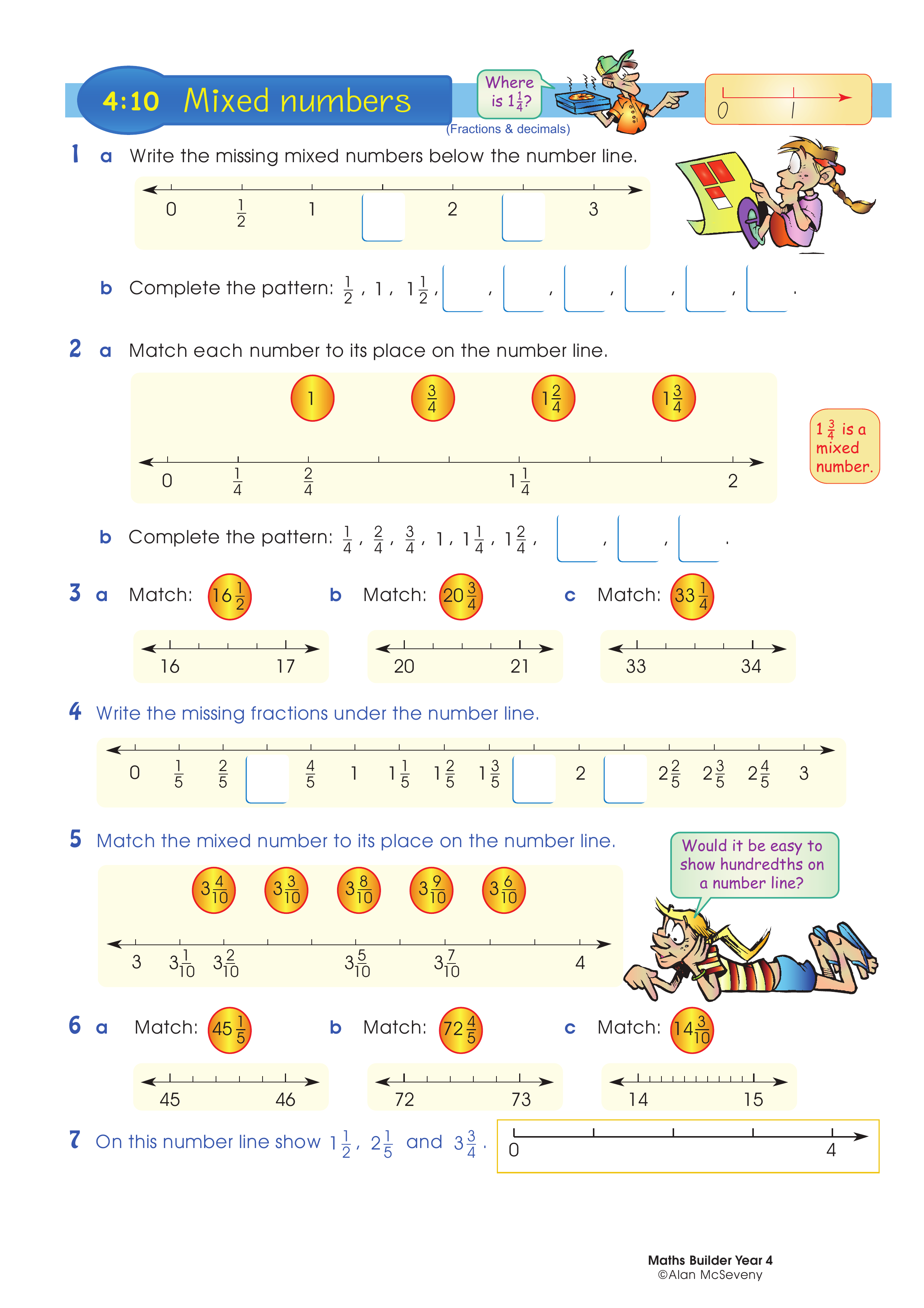 Mixed numbers — worksheet preview
