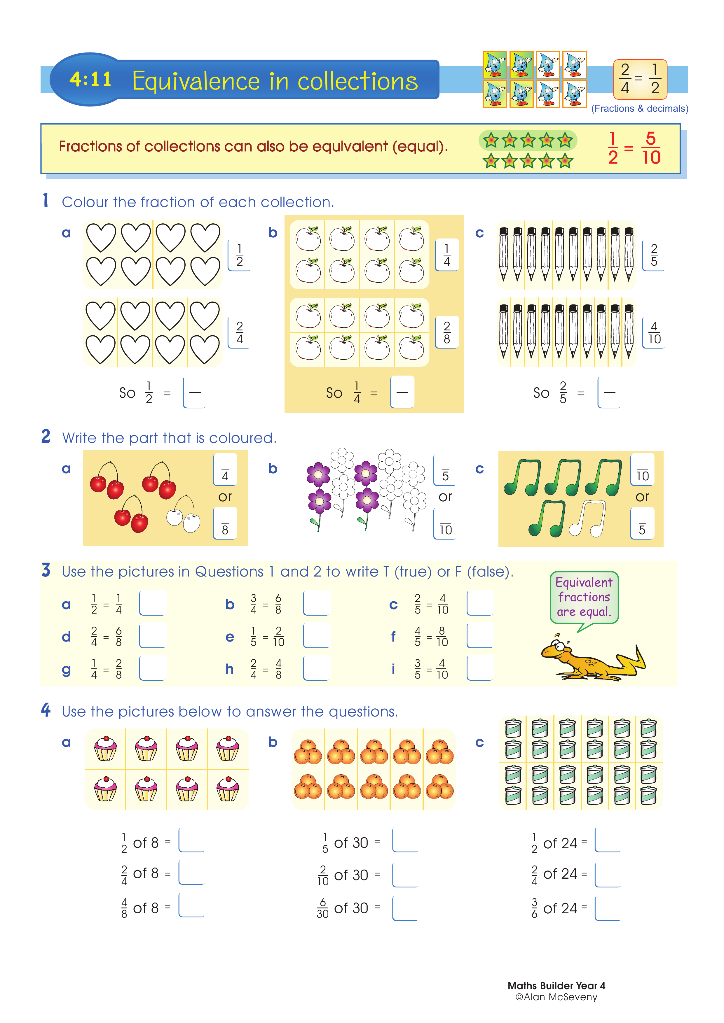 Equivalence in collections — worksheet preview