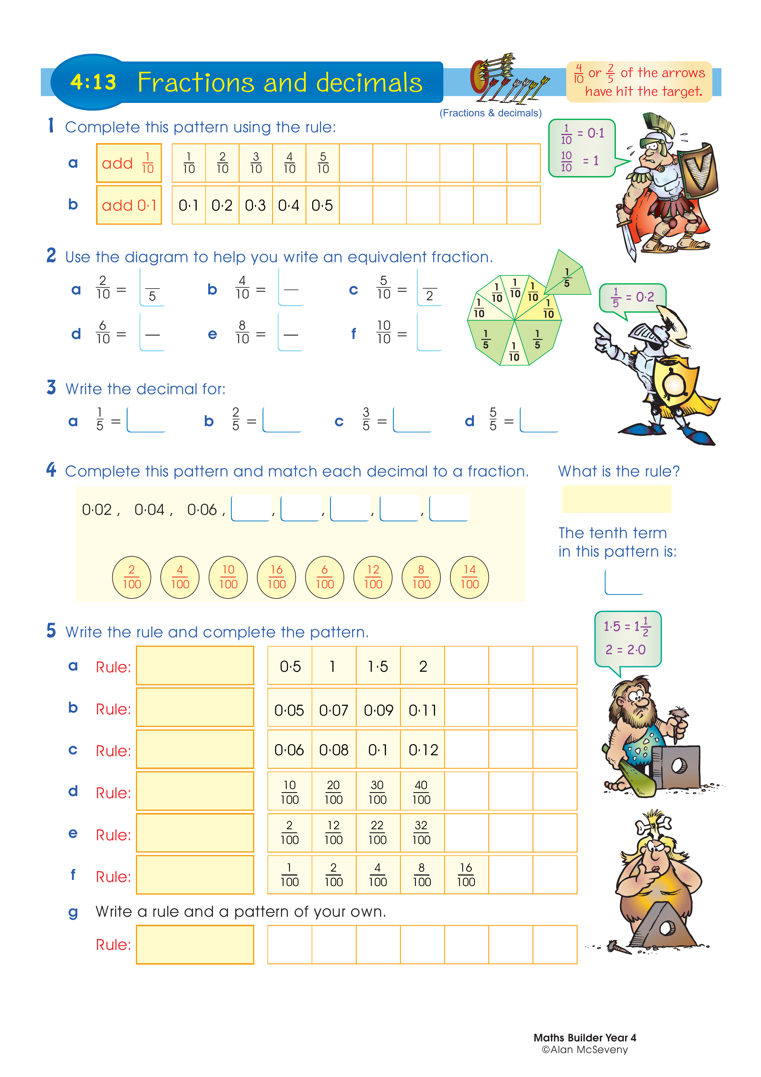 Fractions and decimals — worksheet preview