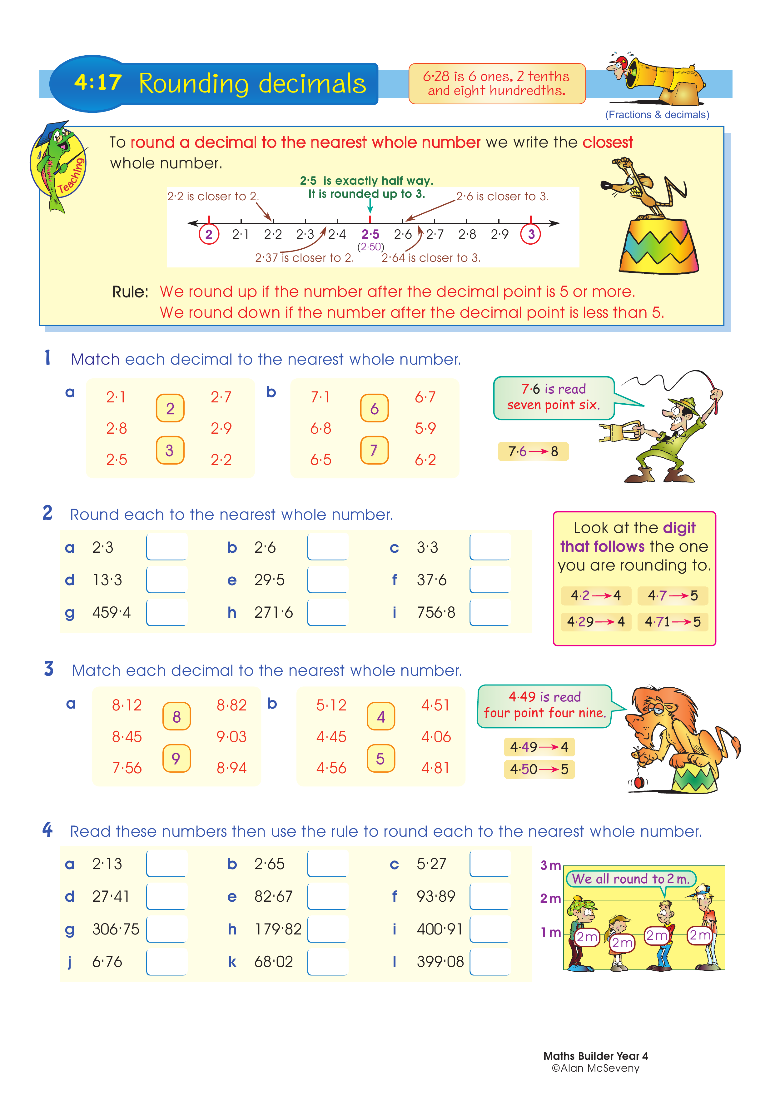 Rounding decimals — worksheet preview