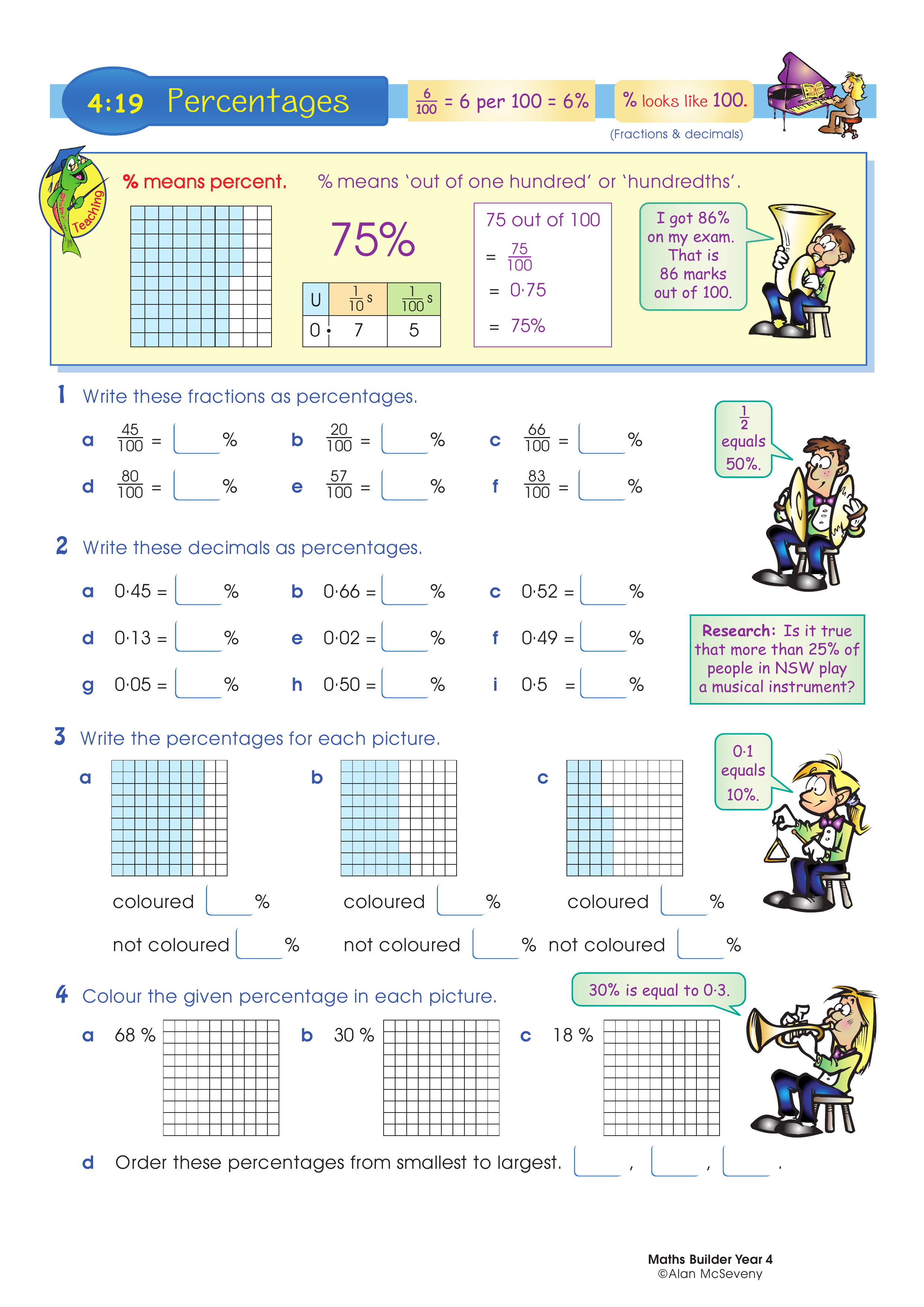 Percentages — worksheet preview