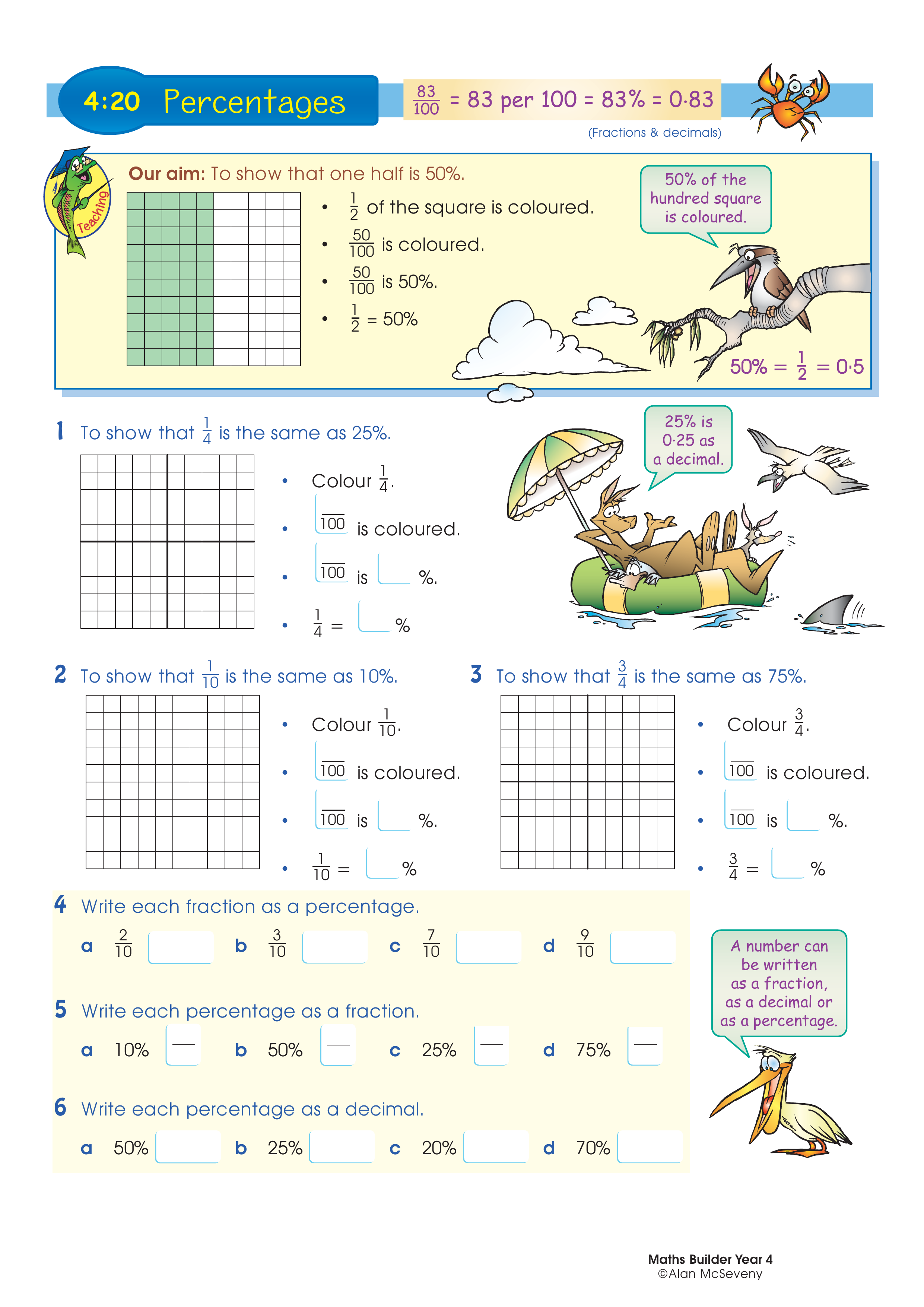 Percentages — worksheet preview