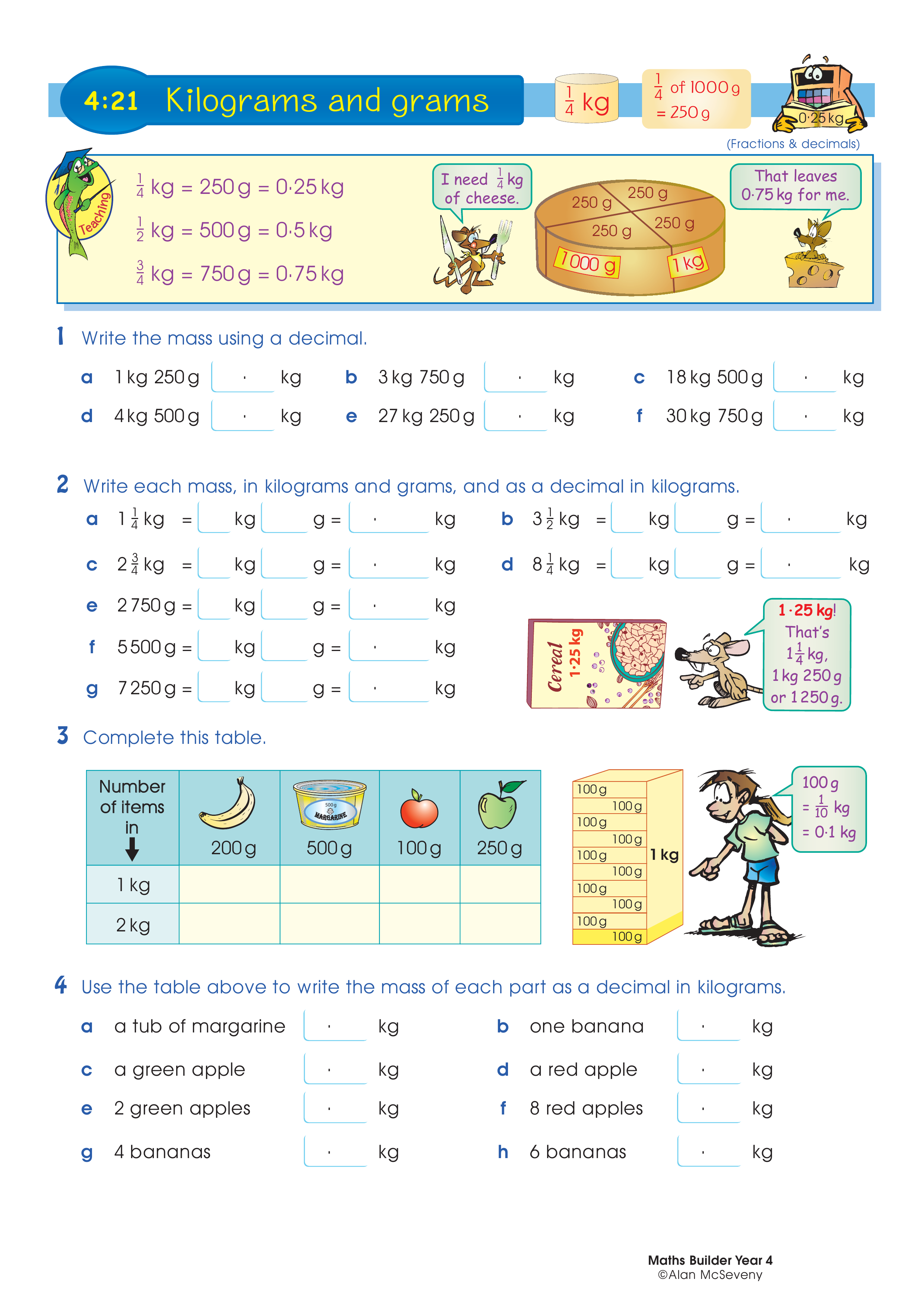 Kilograms and grams — worksheet preview