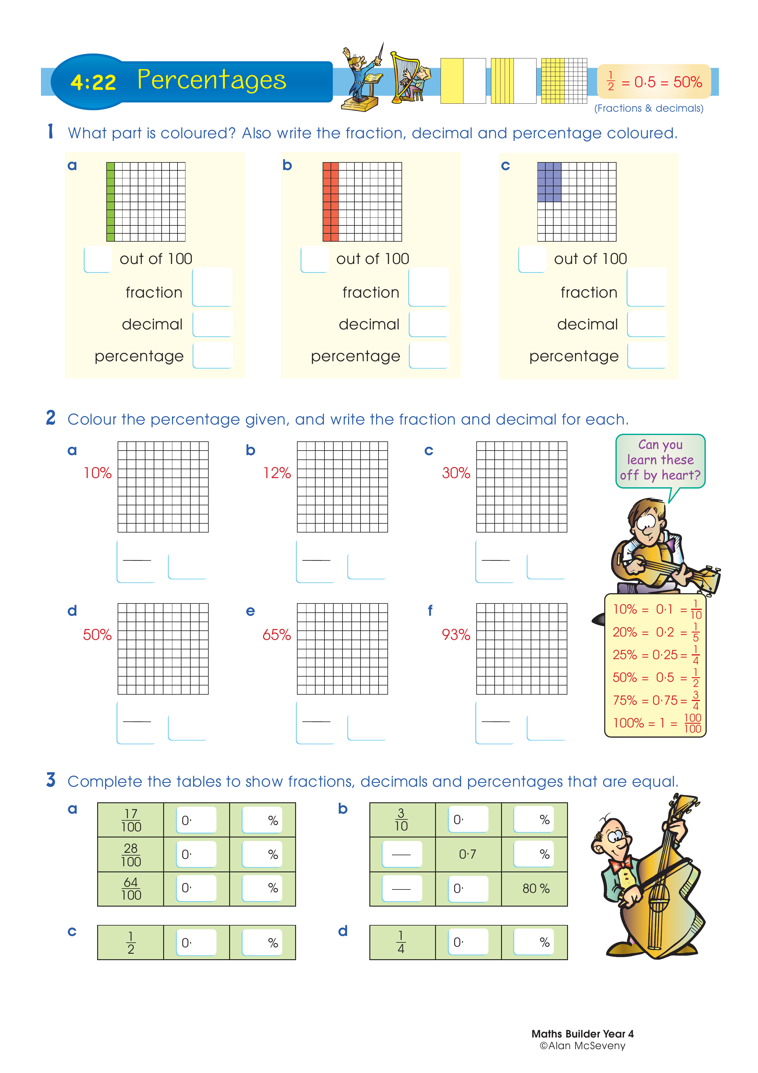 Percentages — worksheet preview