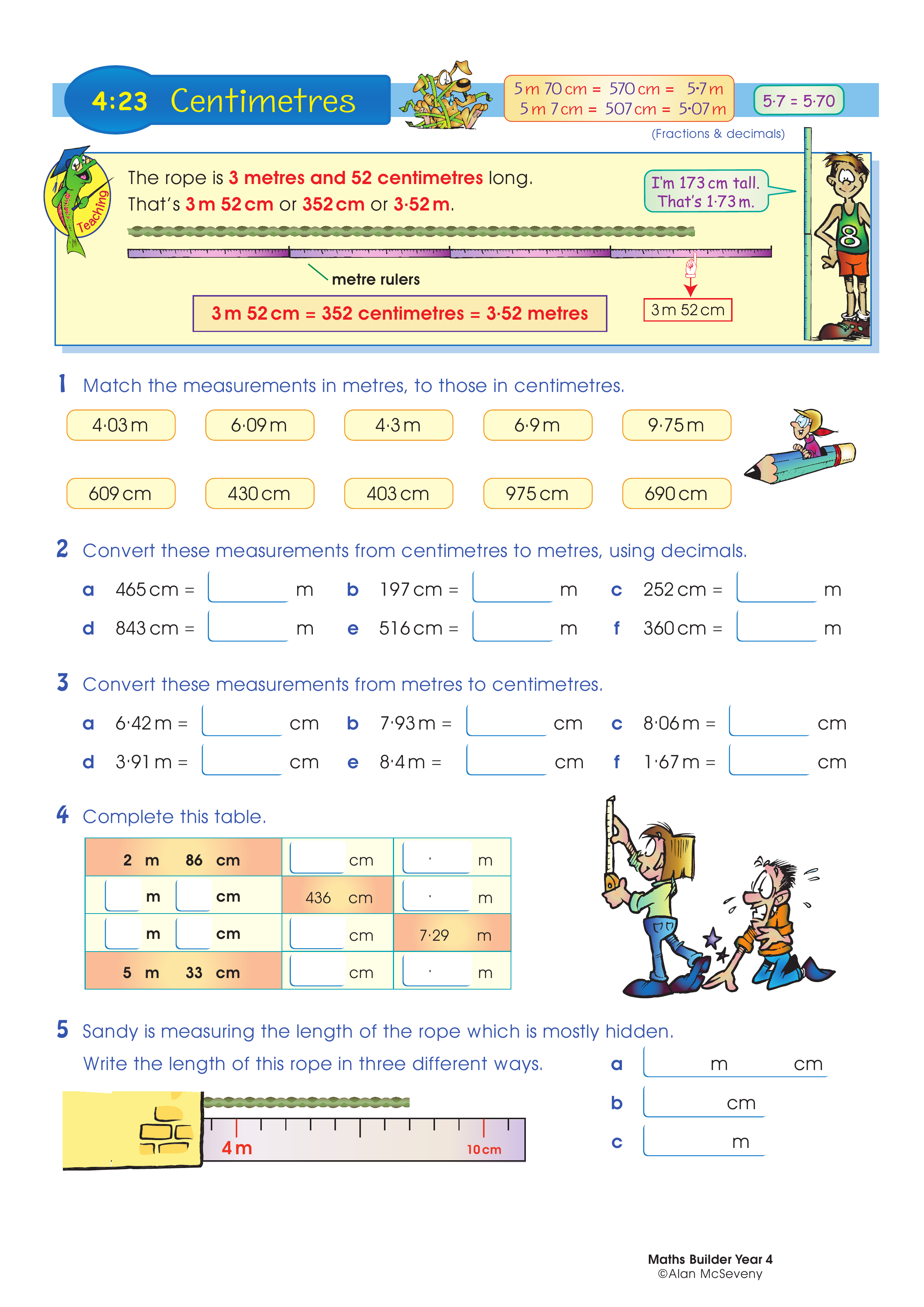 Centimetres — worksheet preview