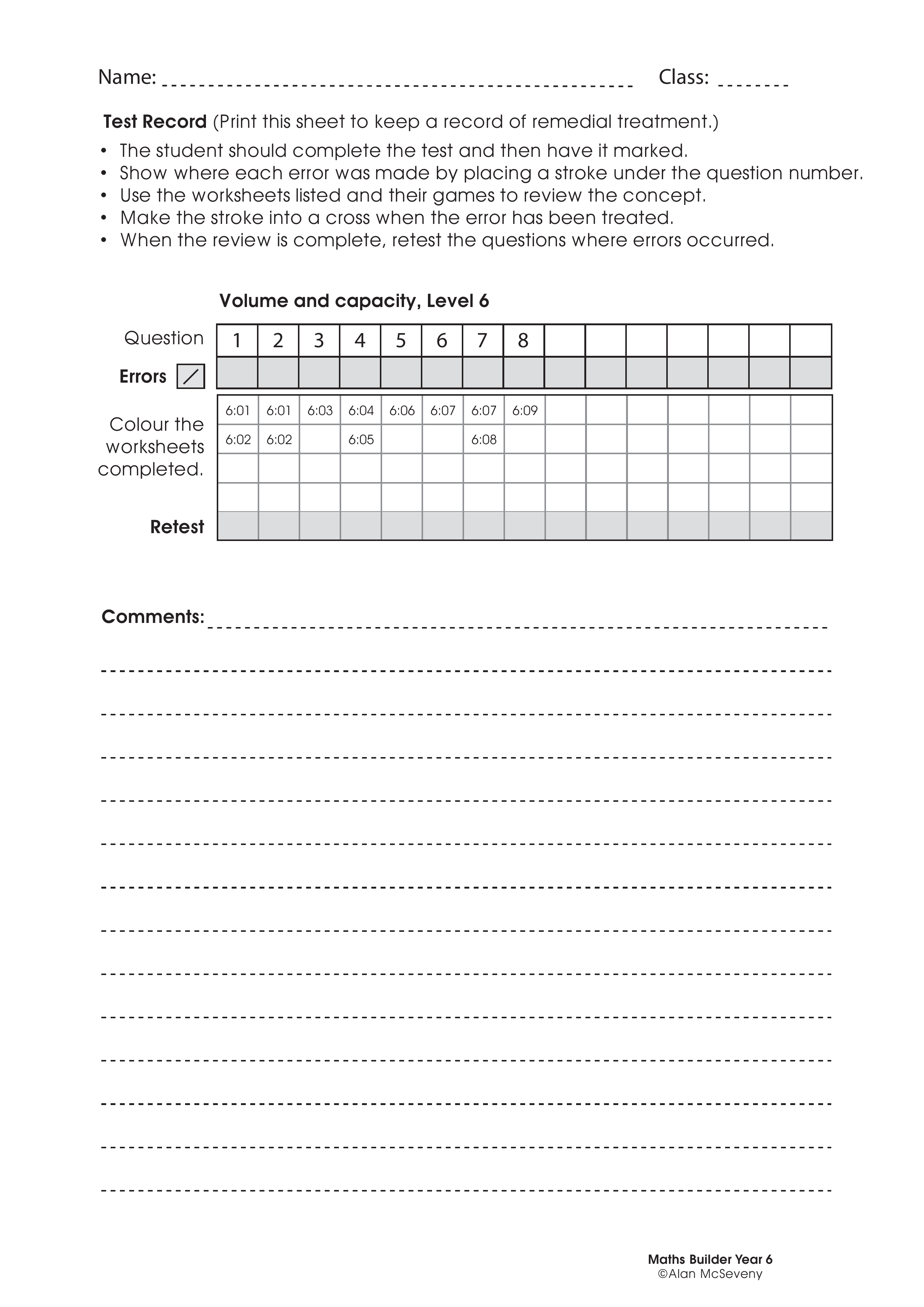 Assessment test records — worksheet preview
