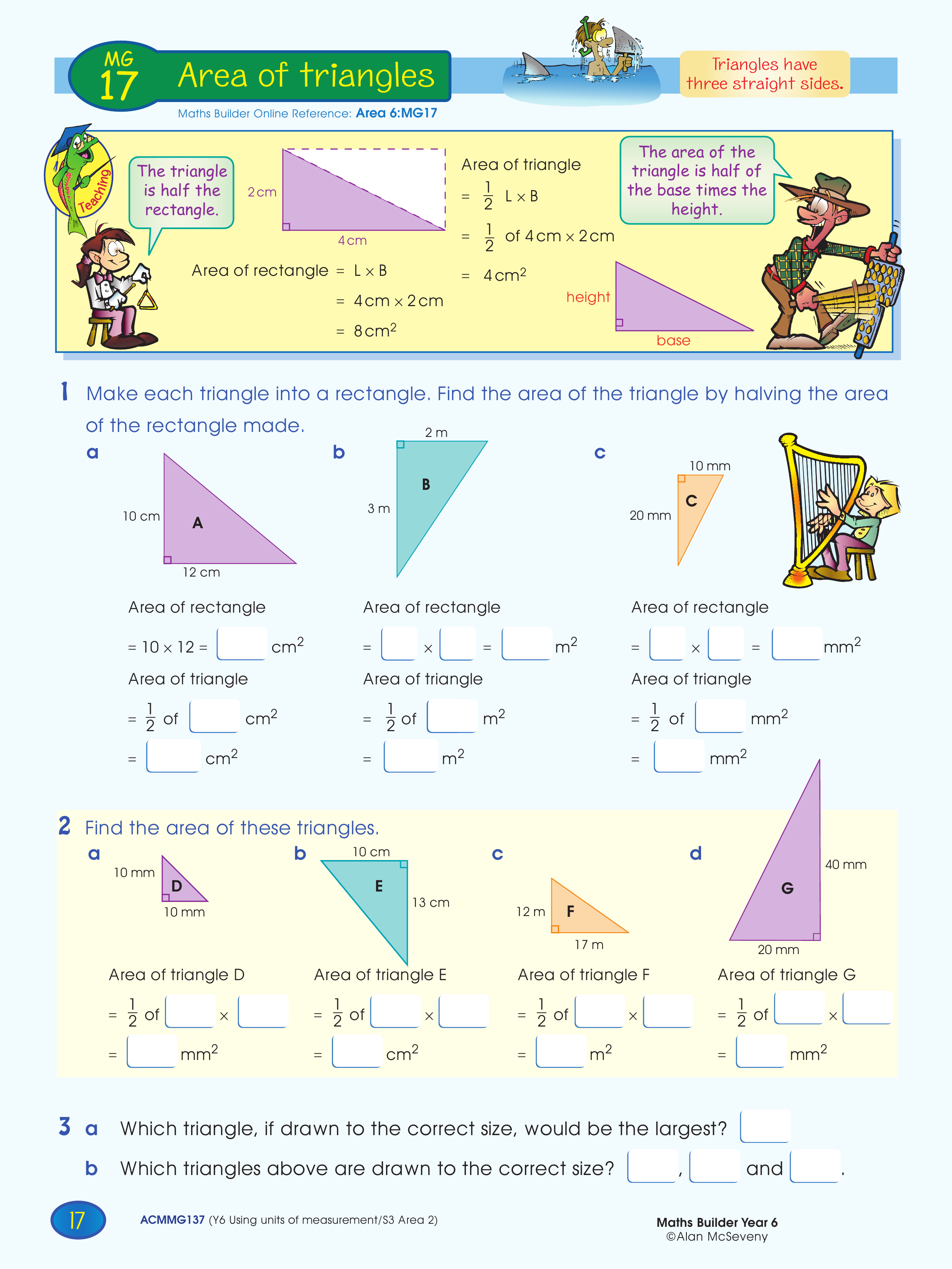 Area of triangles — worksheet preview