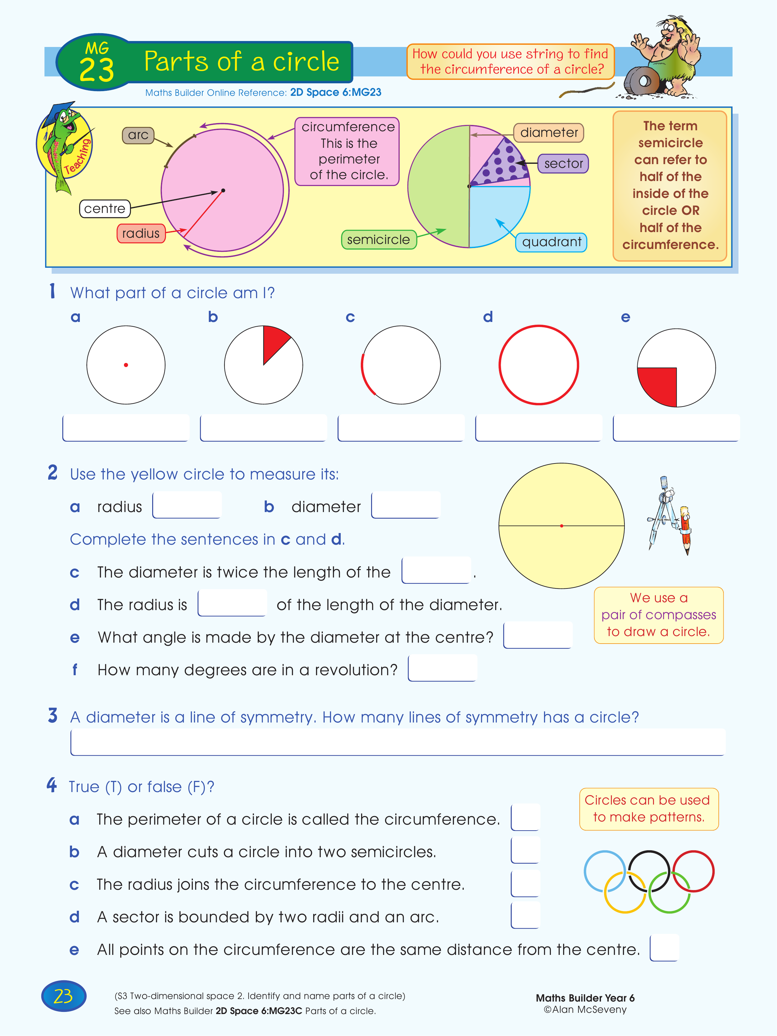 Parts of a circle — worksheet preview