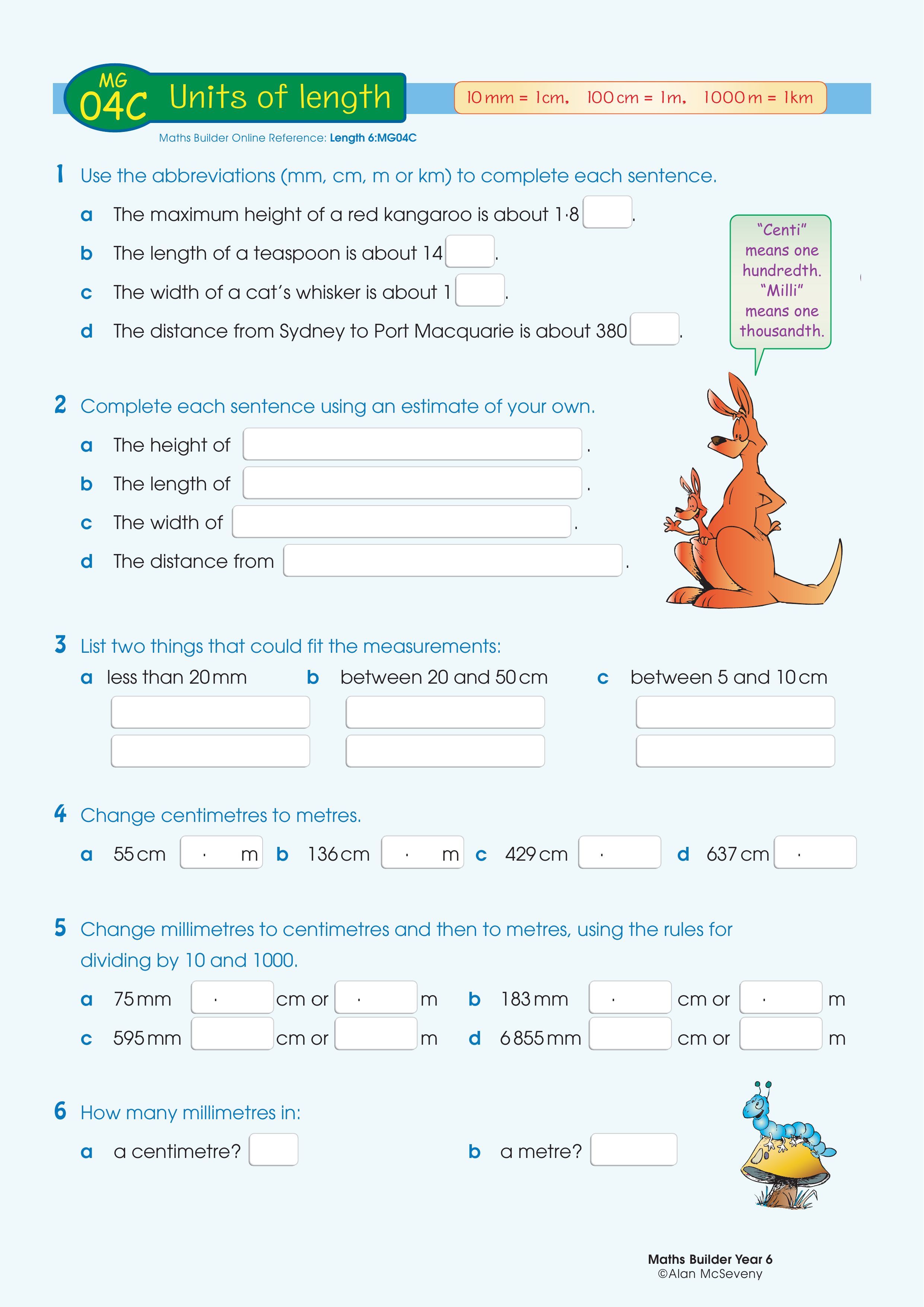 Units of length — worksheet preview