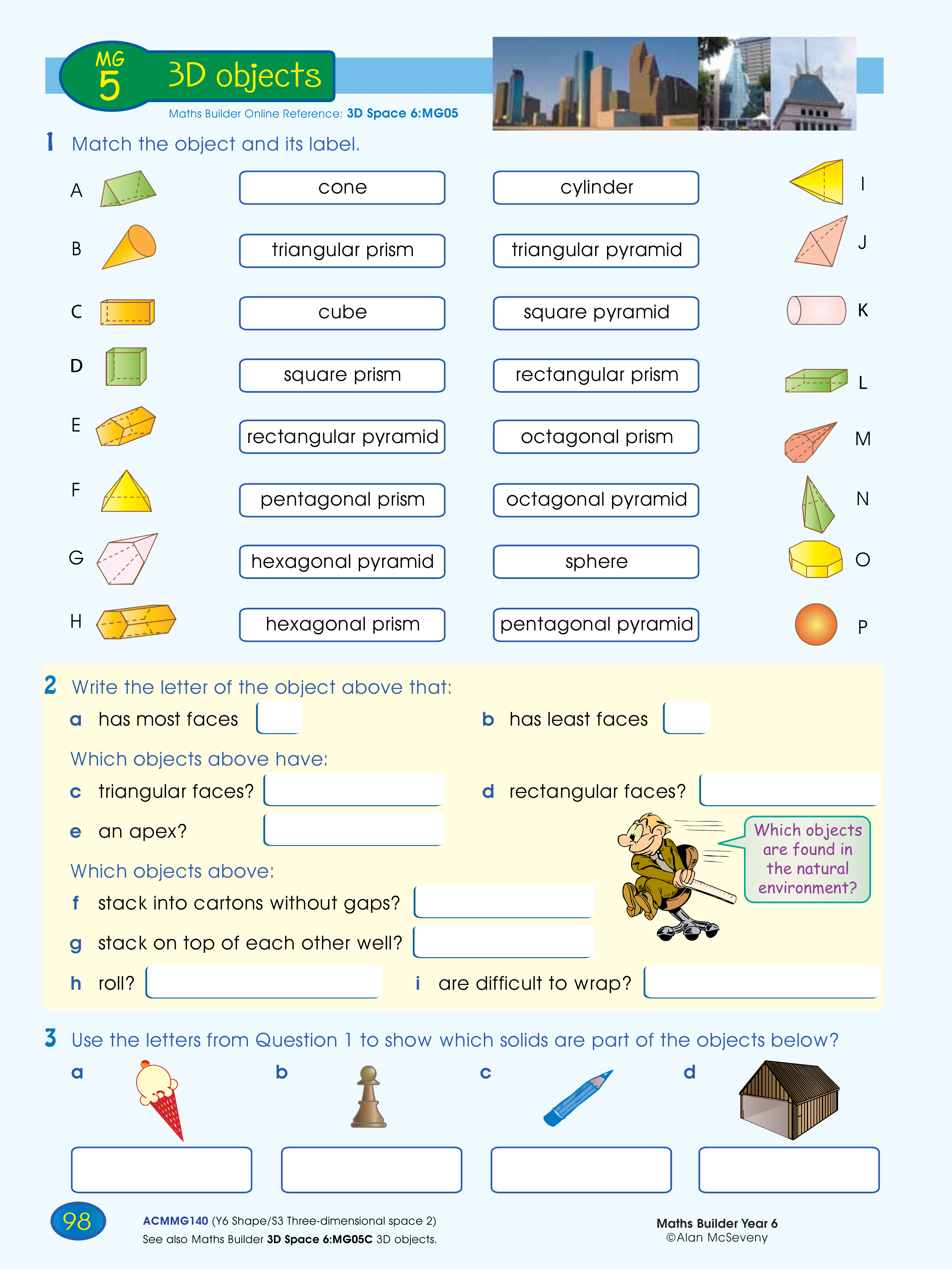 3D objects — worksheet preview