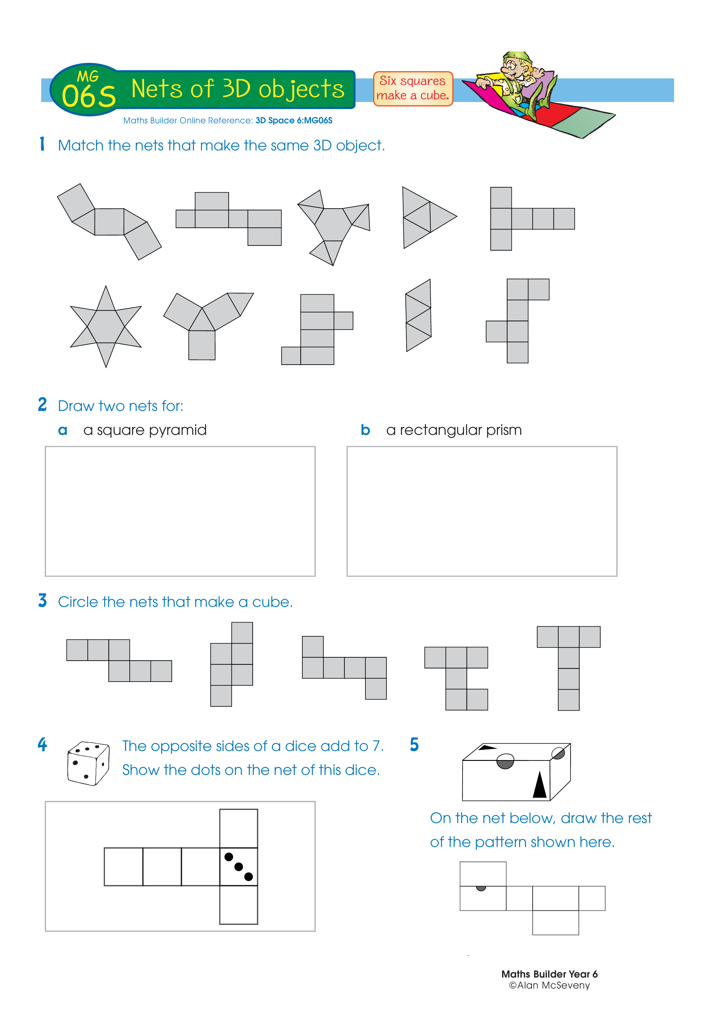 Nets of 3D objects — worksheet preview