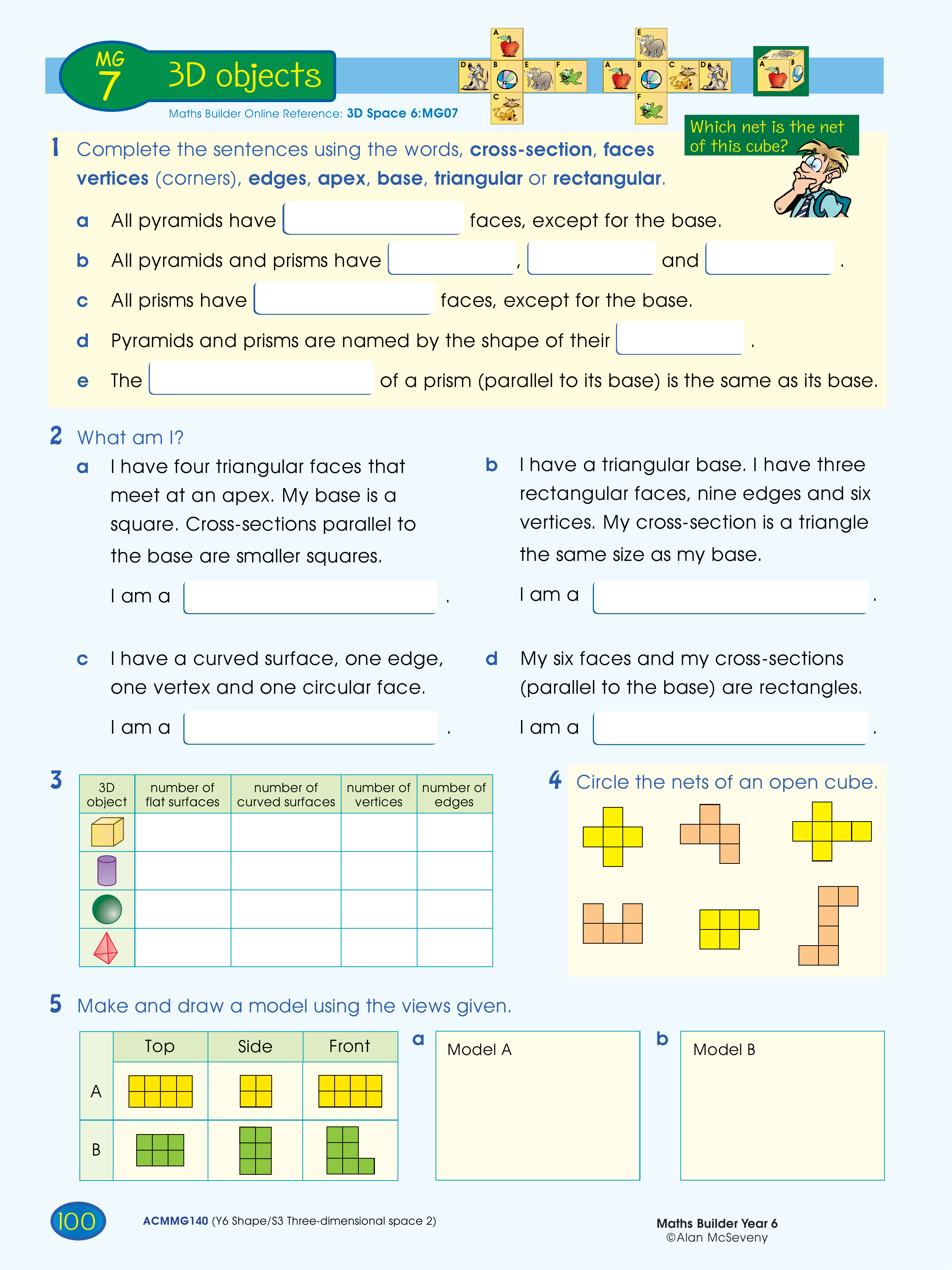 3D objects — worksheet preview