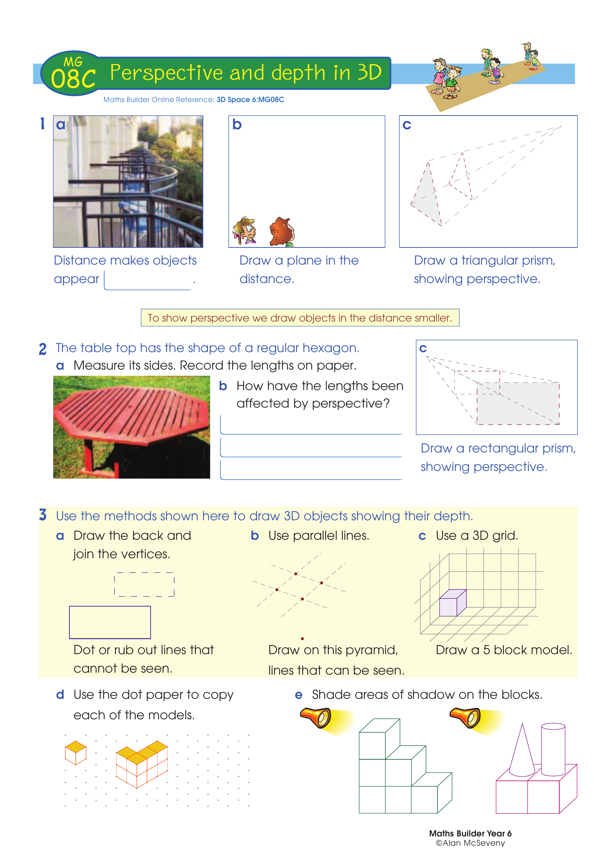 Perspective and depth in 3D — worksheet preview