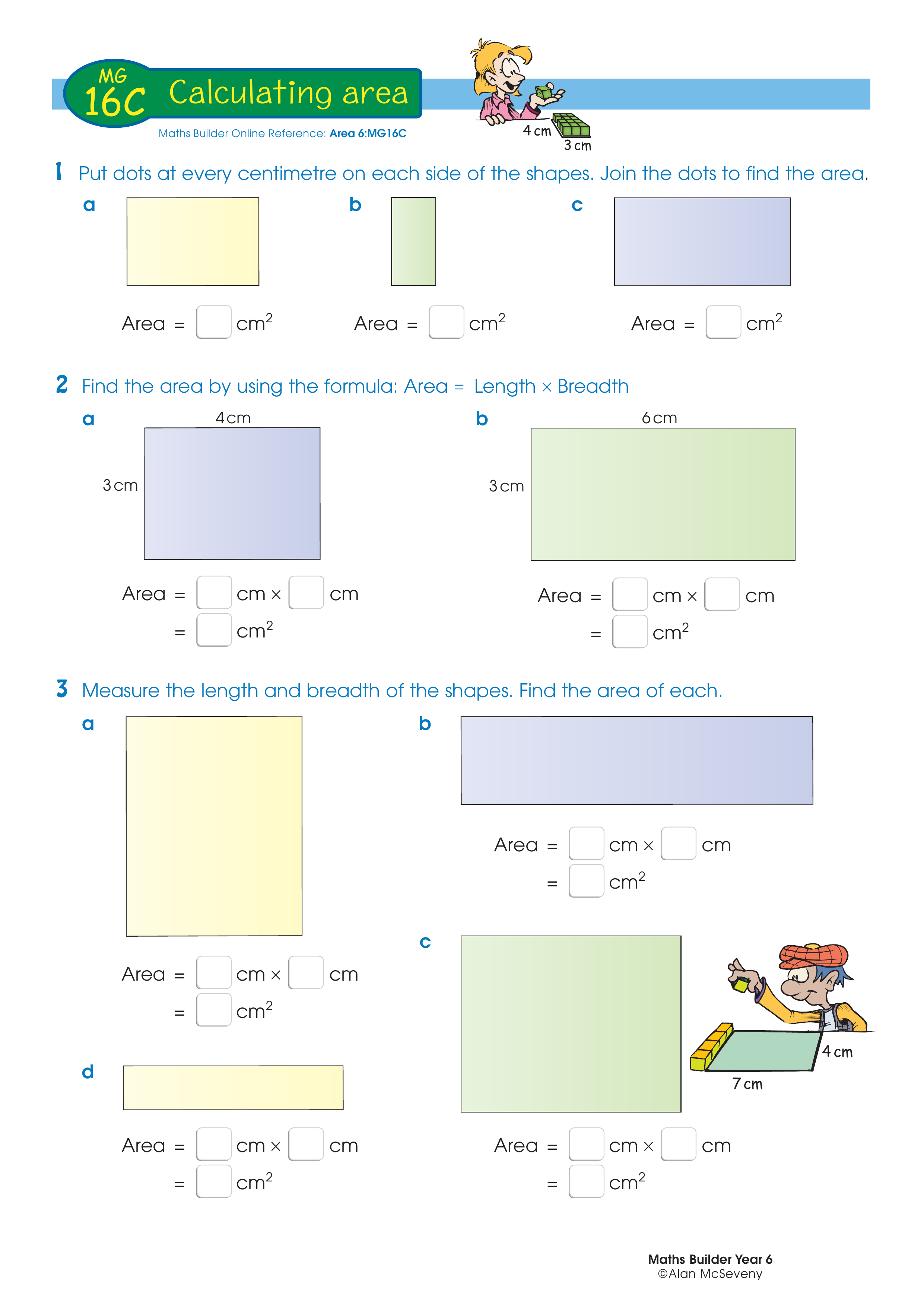 Calculating area — worksheet preview