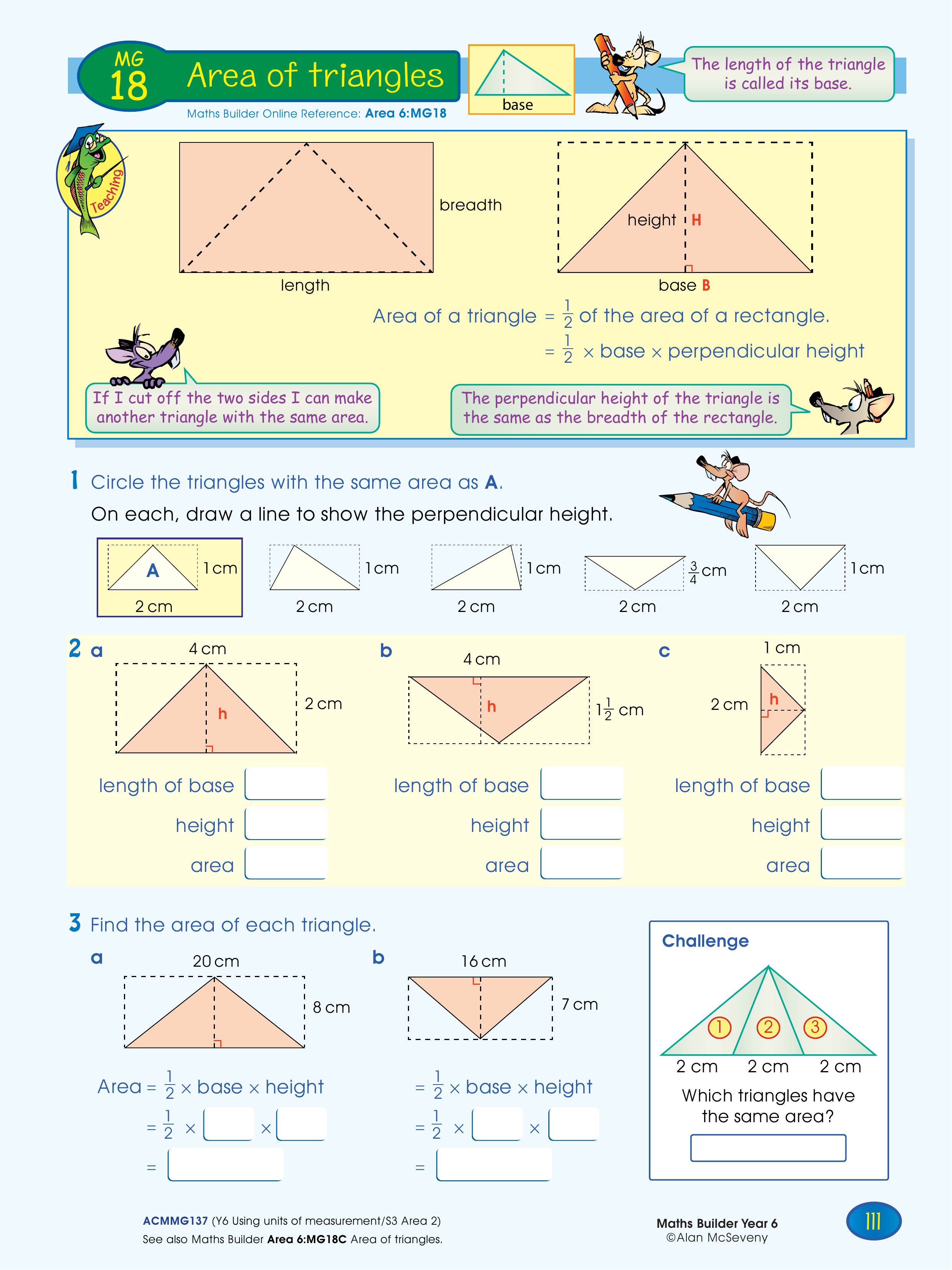 Area of triangles — worksheet preview