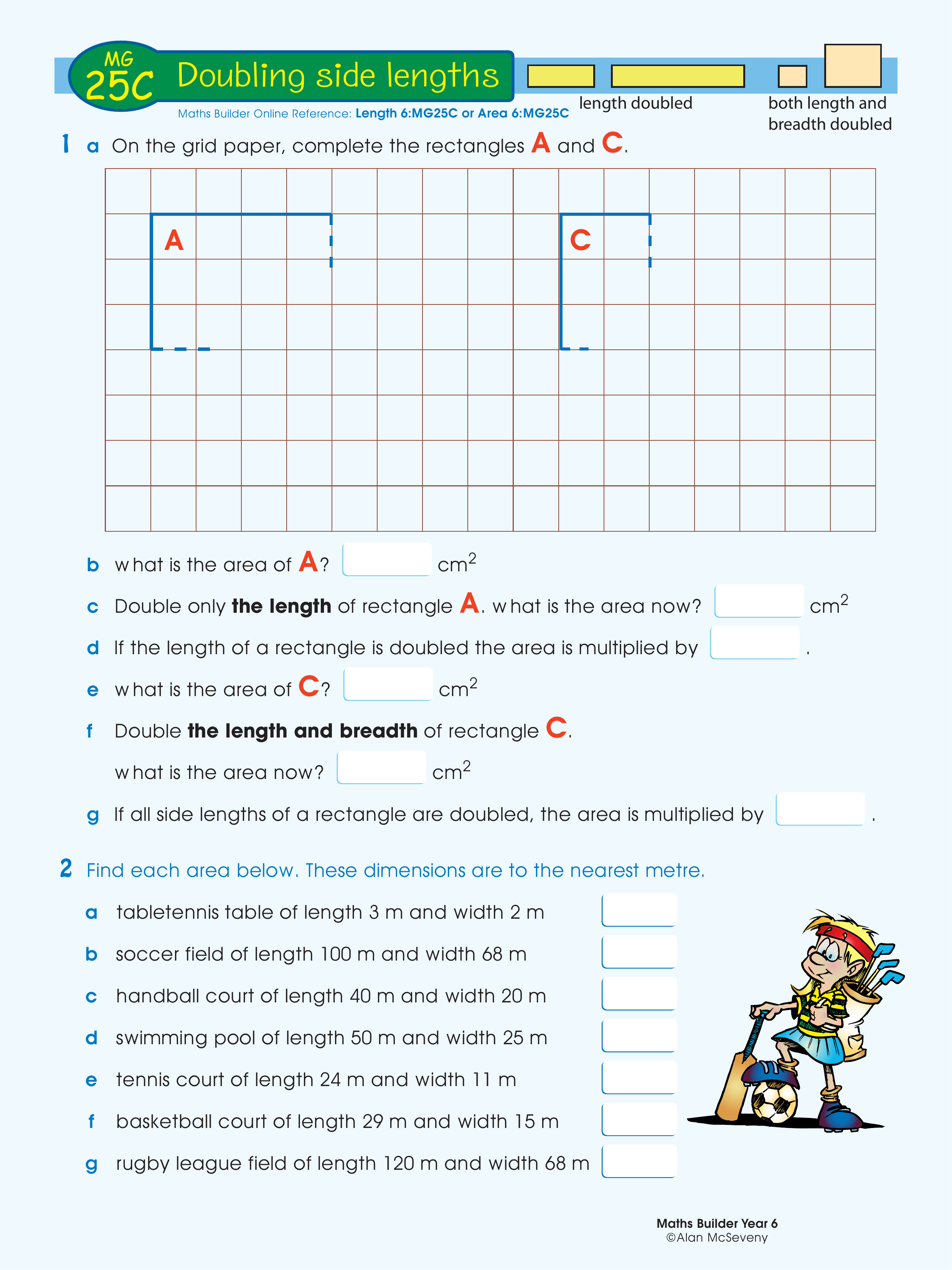 Doubling side lengths — worksheet preview
