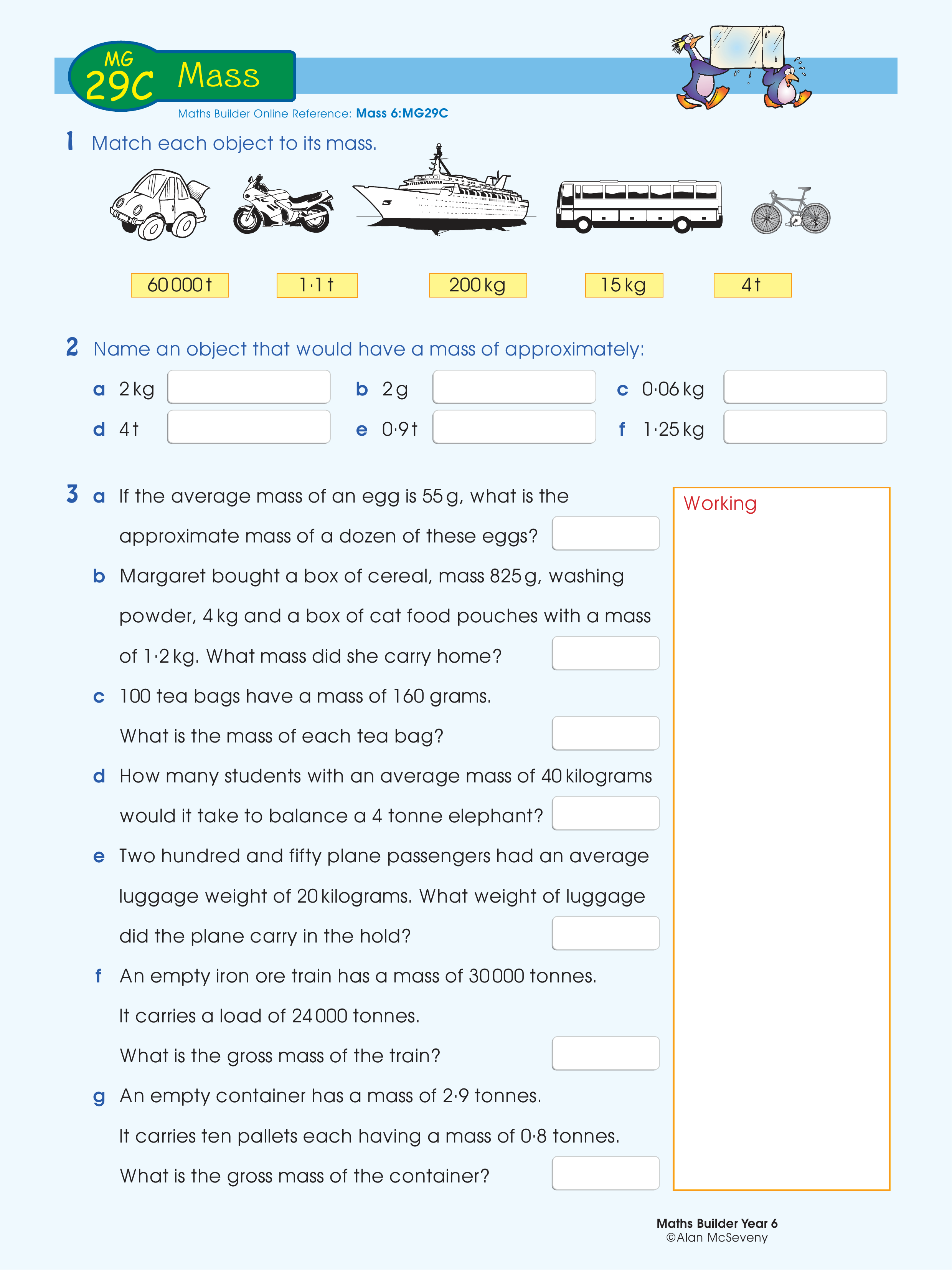 Mass — worksheet preview