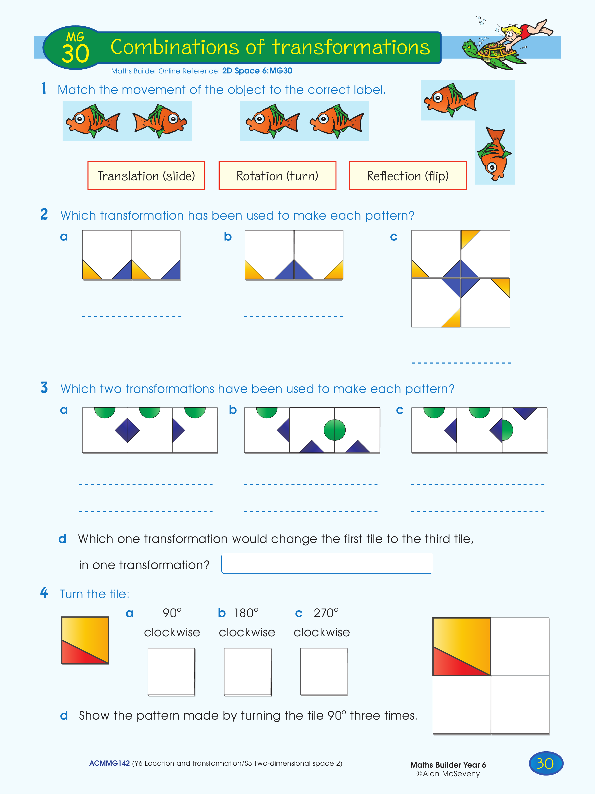 Combinations of transformations — worksheet preview