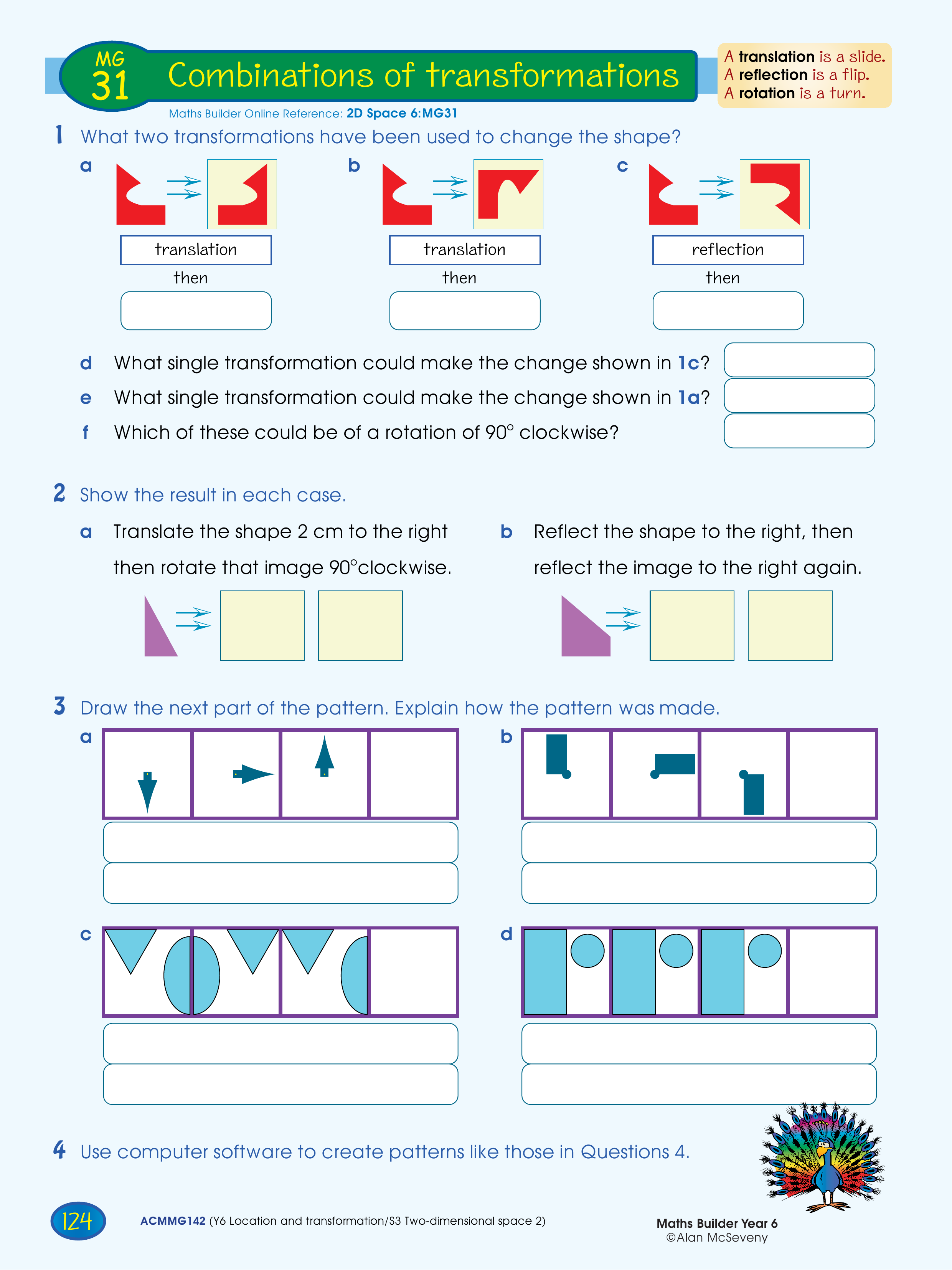 Combinations of transformations — worksheet preview