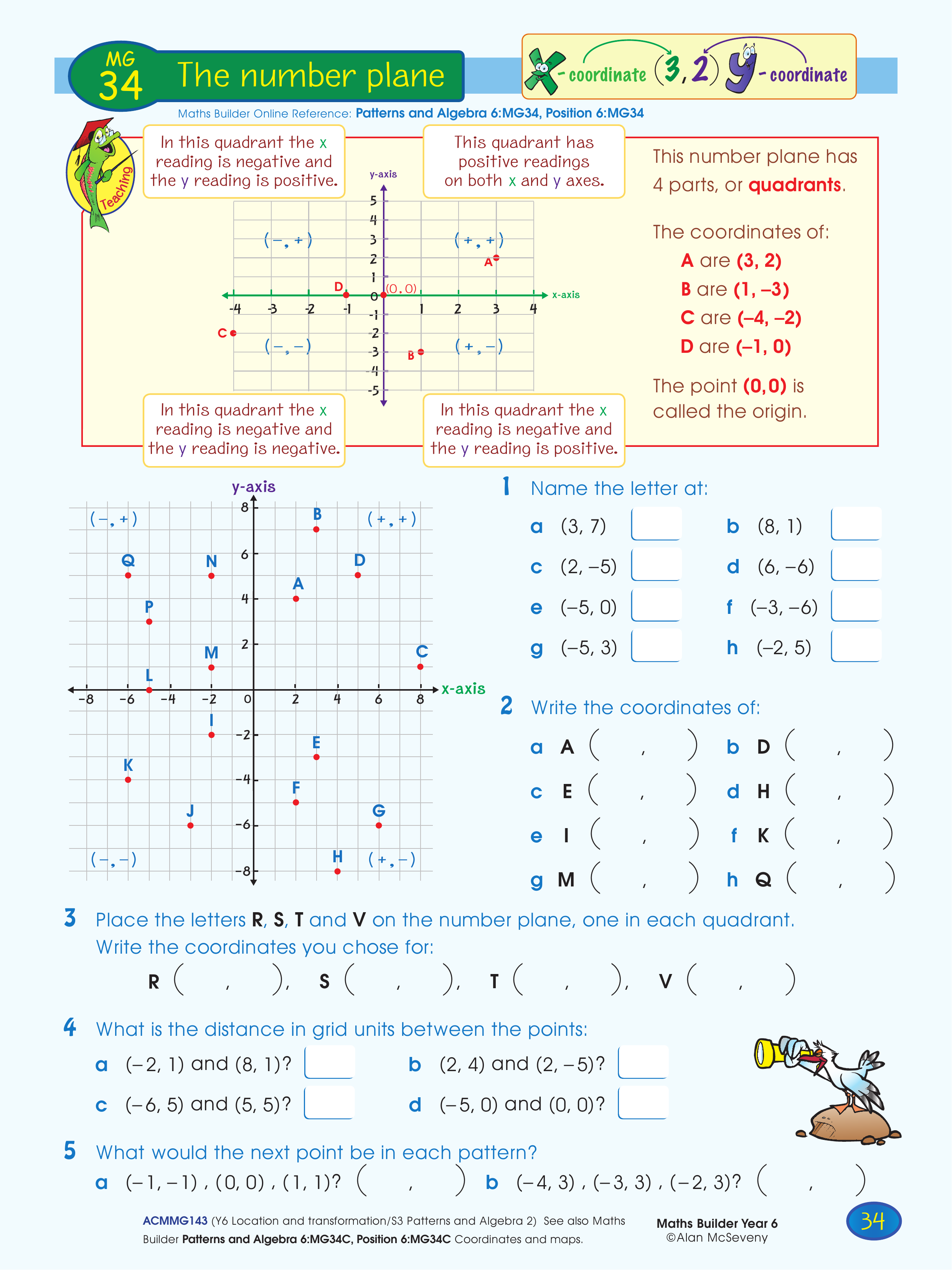 The number plane — worksheet preview