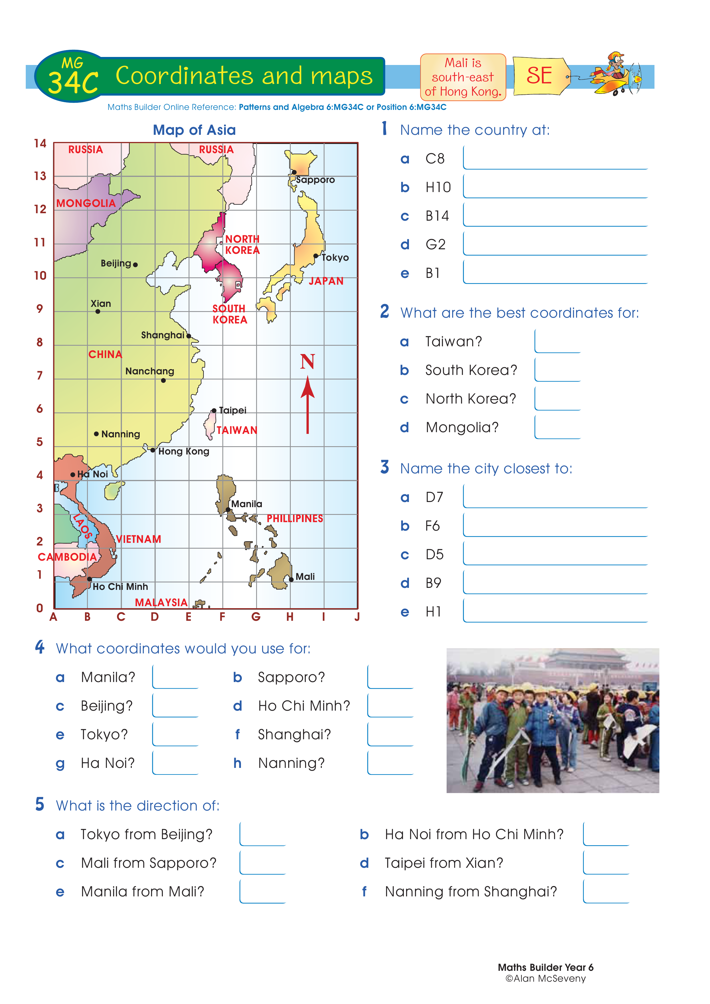 Coordinates and maps — worksheet preview