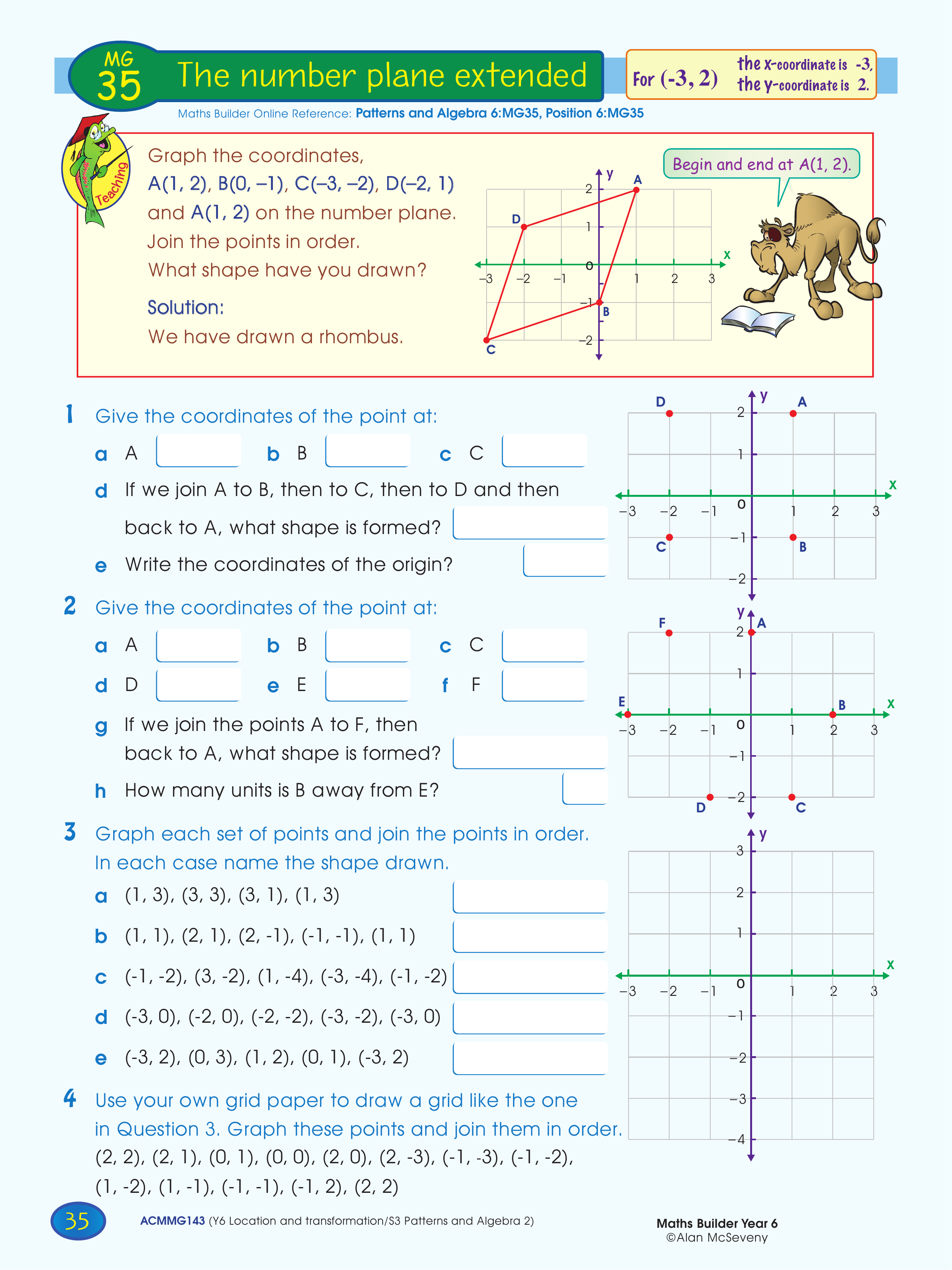 The number plane extended — worksheet preview