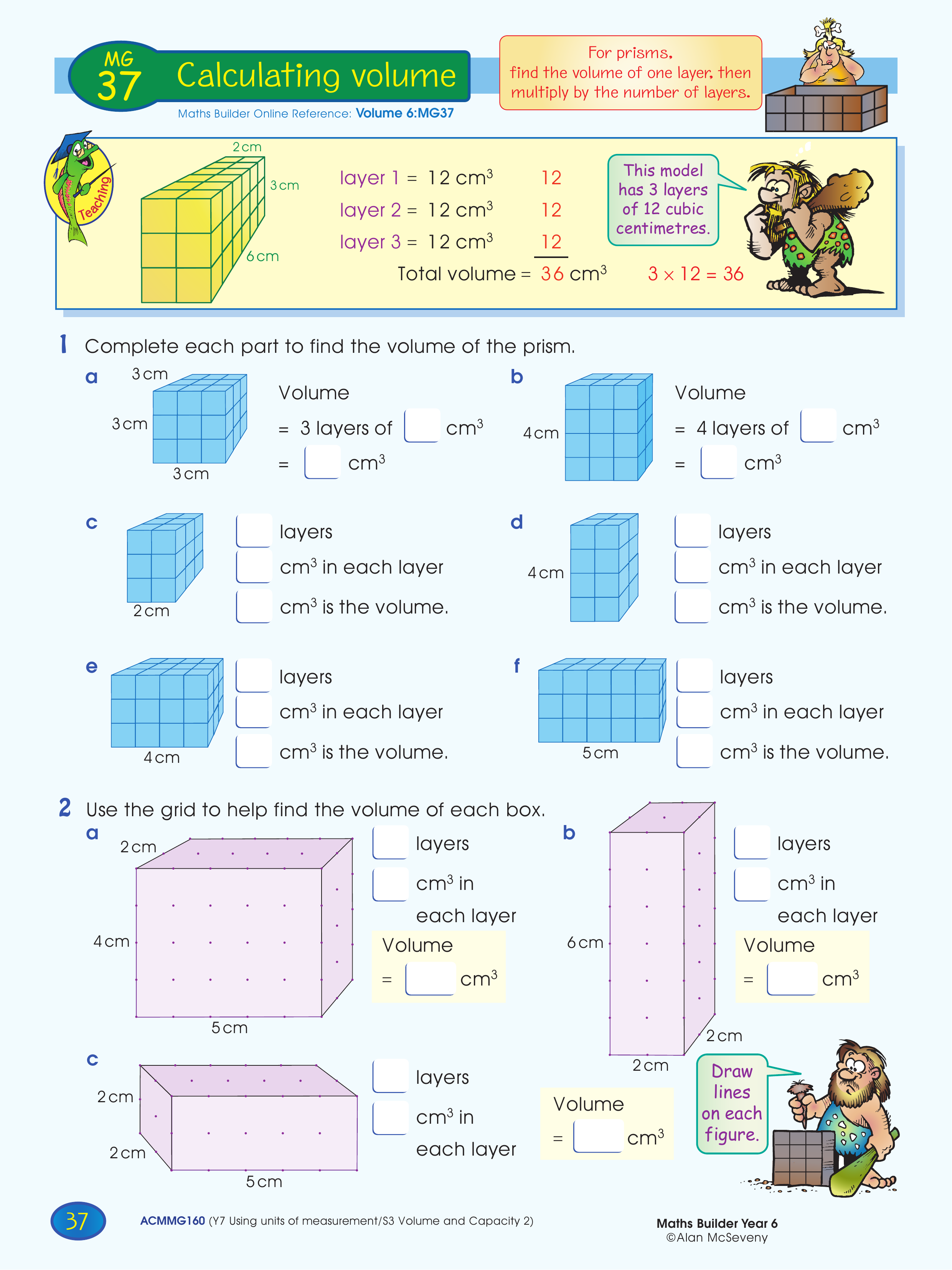 Calculating volume — worksheet preview