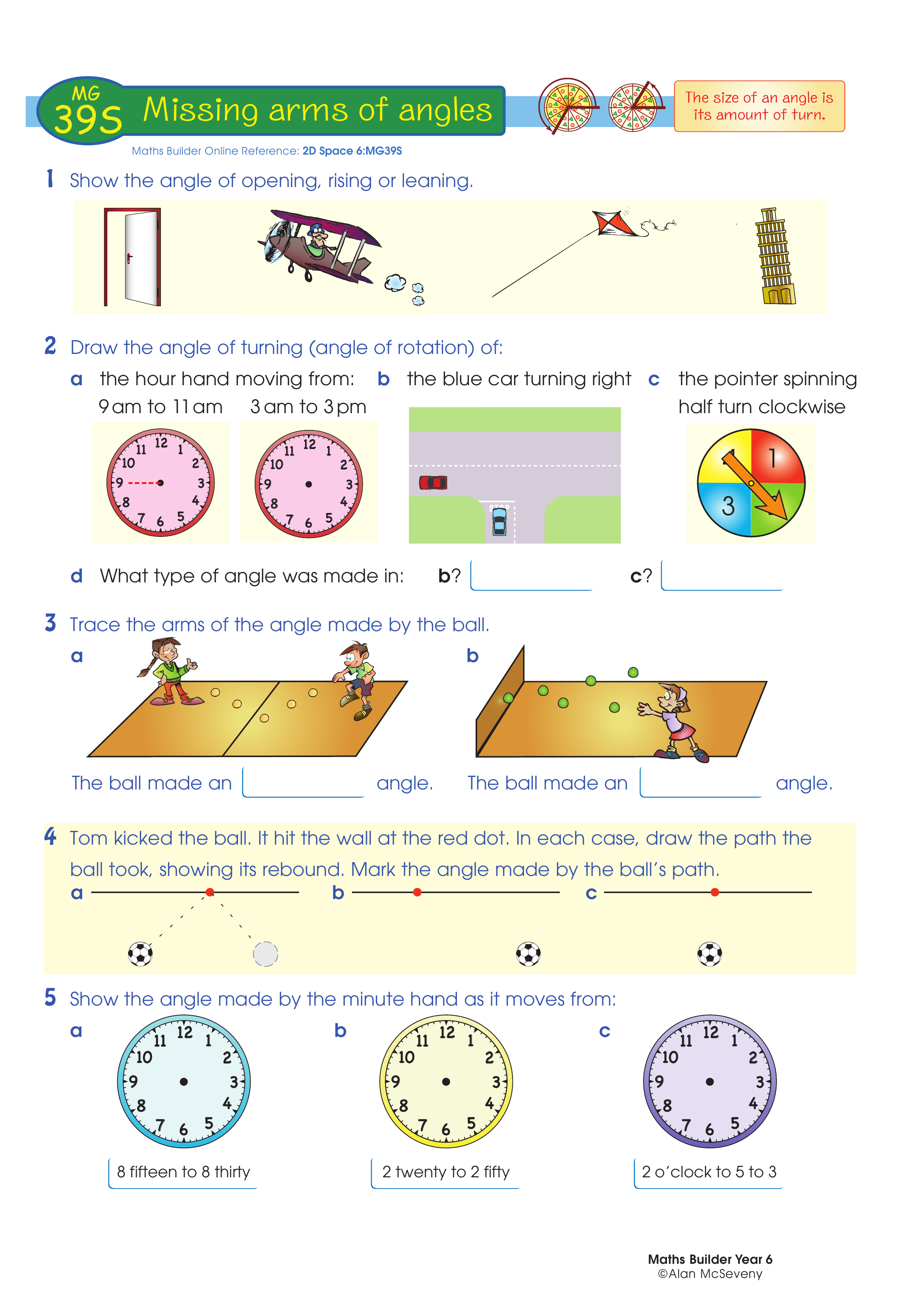 Missing arms of angles — worksheet preview