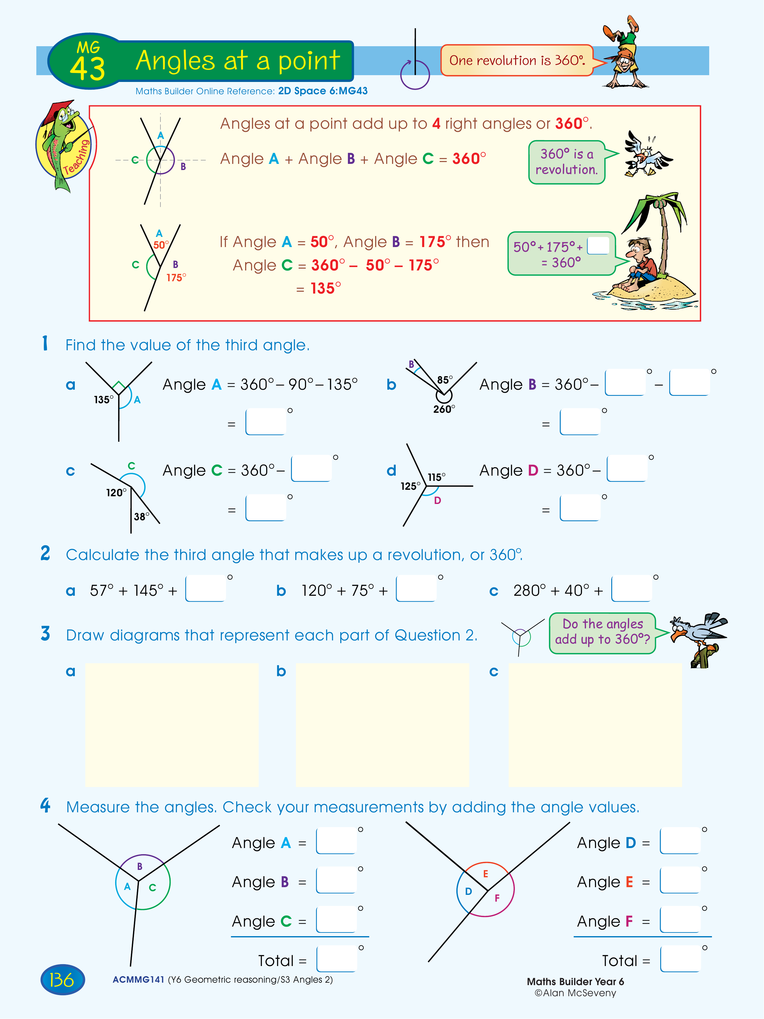 Angles at a point — worksheet preview