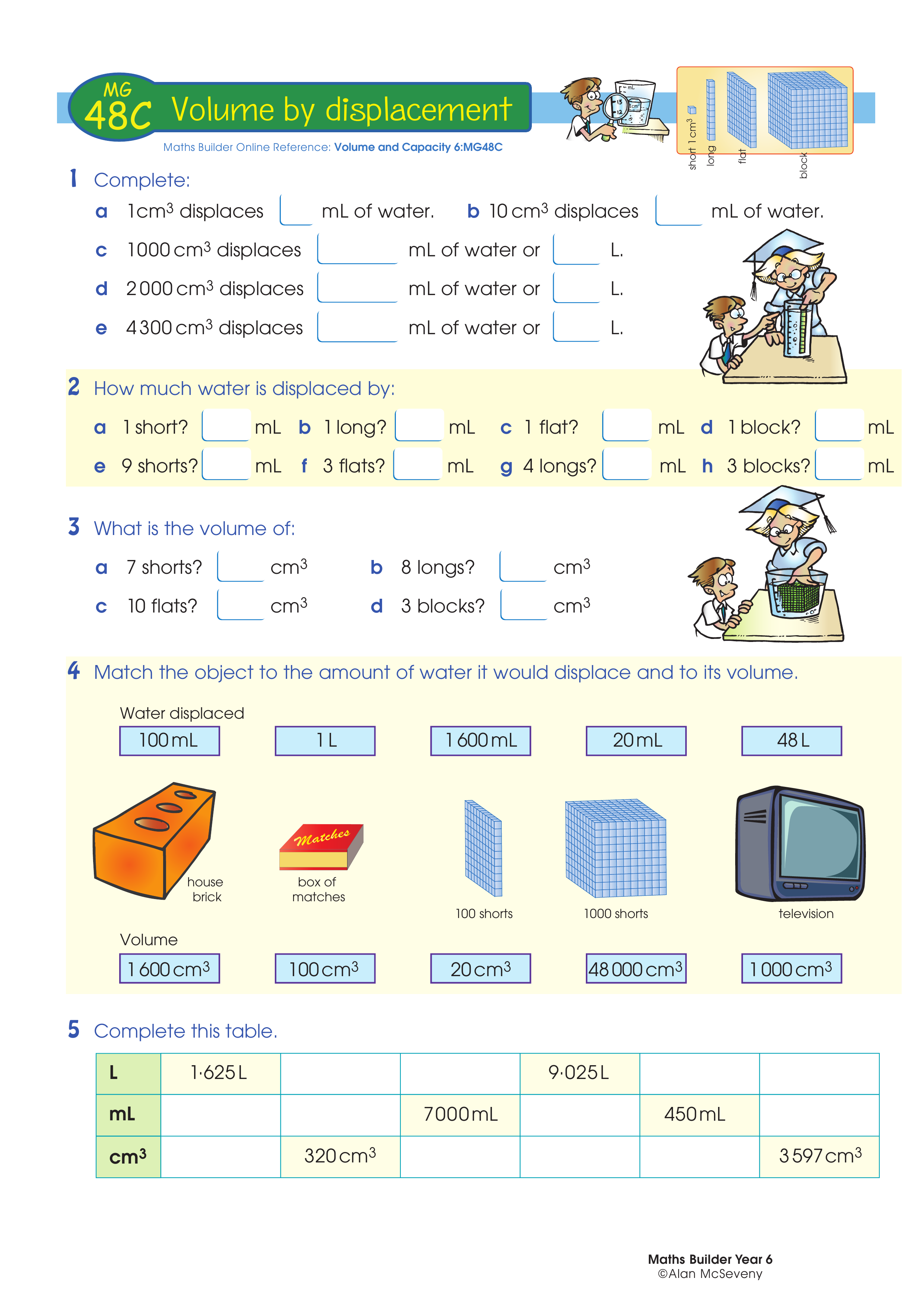 Volume by displacement — worksheet preview