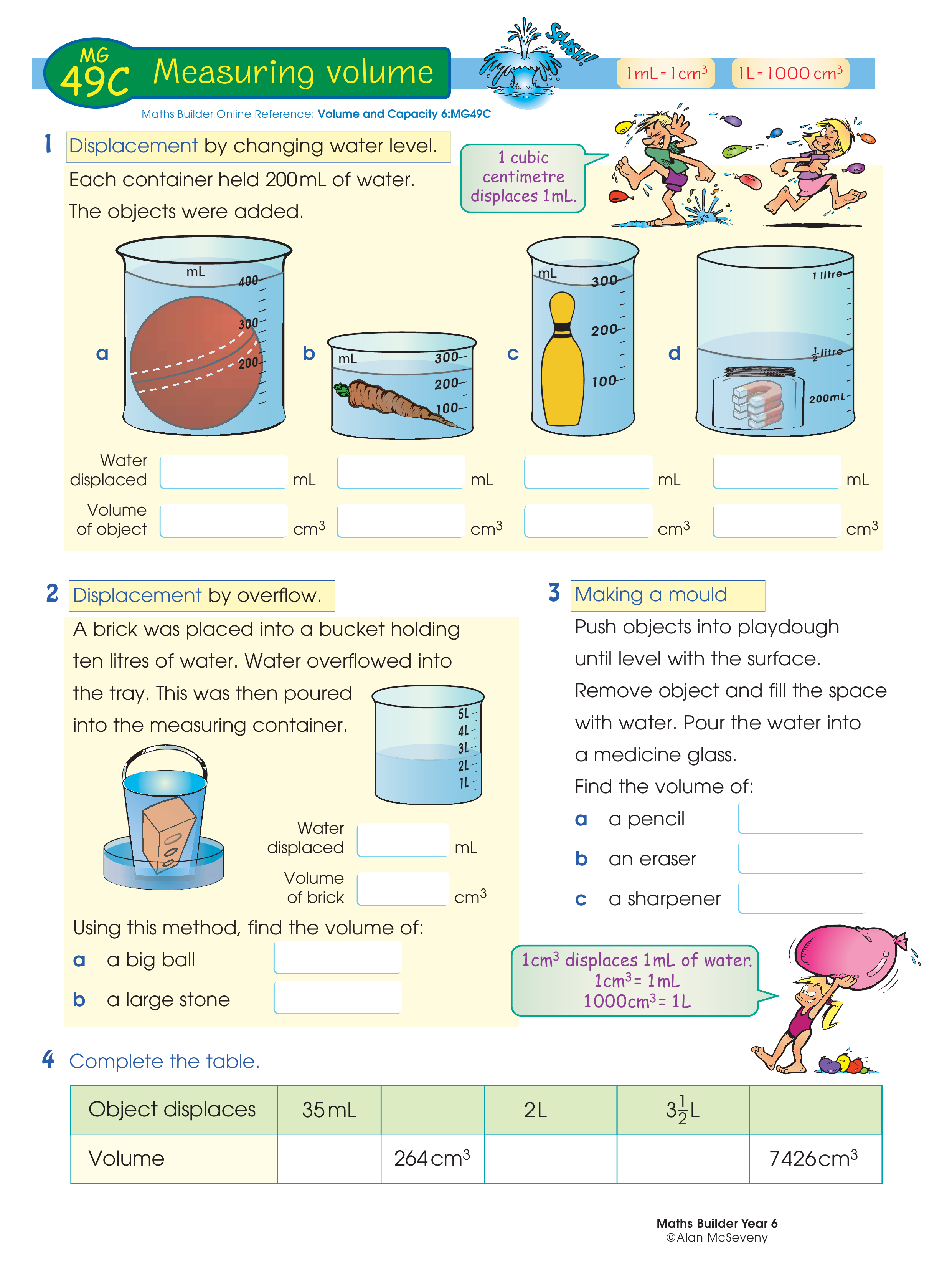 Measuring volume — worksheet preview