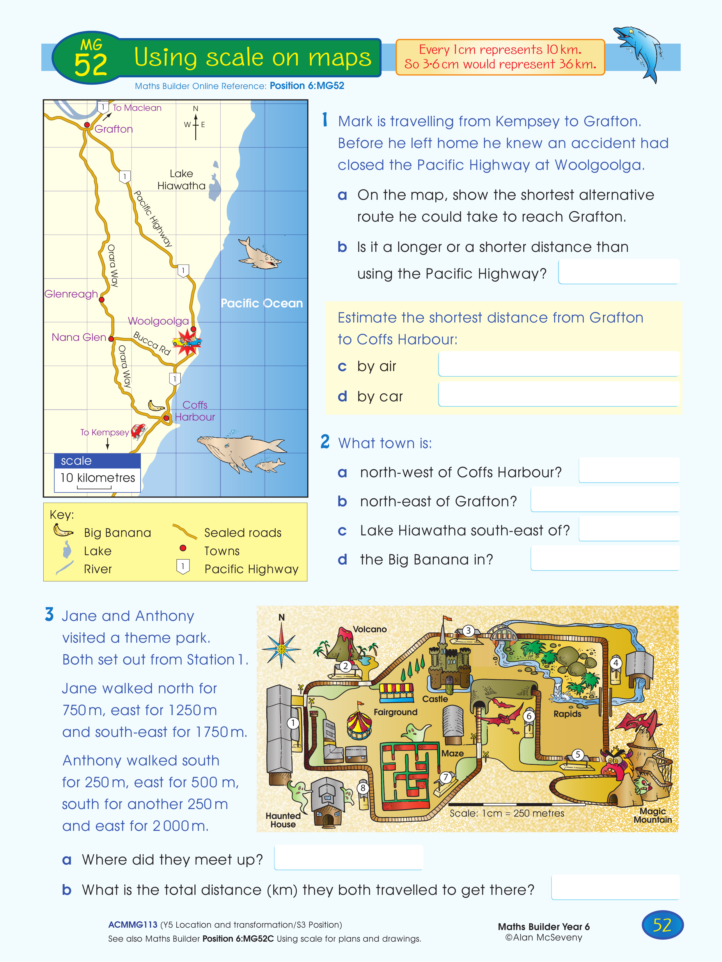 Using scale on maps — worksheet preview