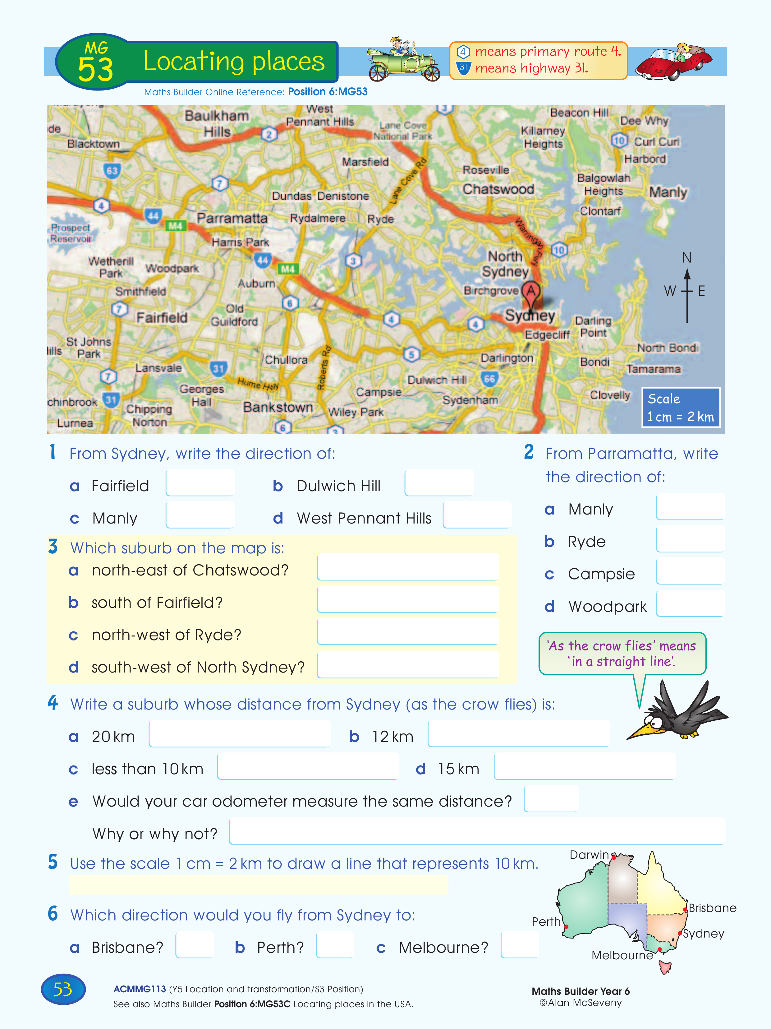 Locating places — worksheet preview