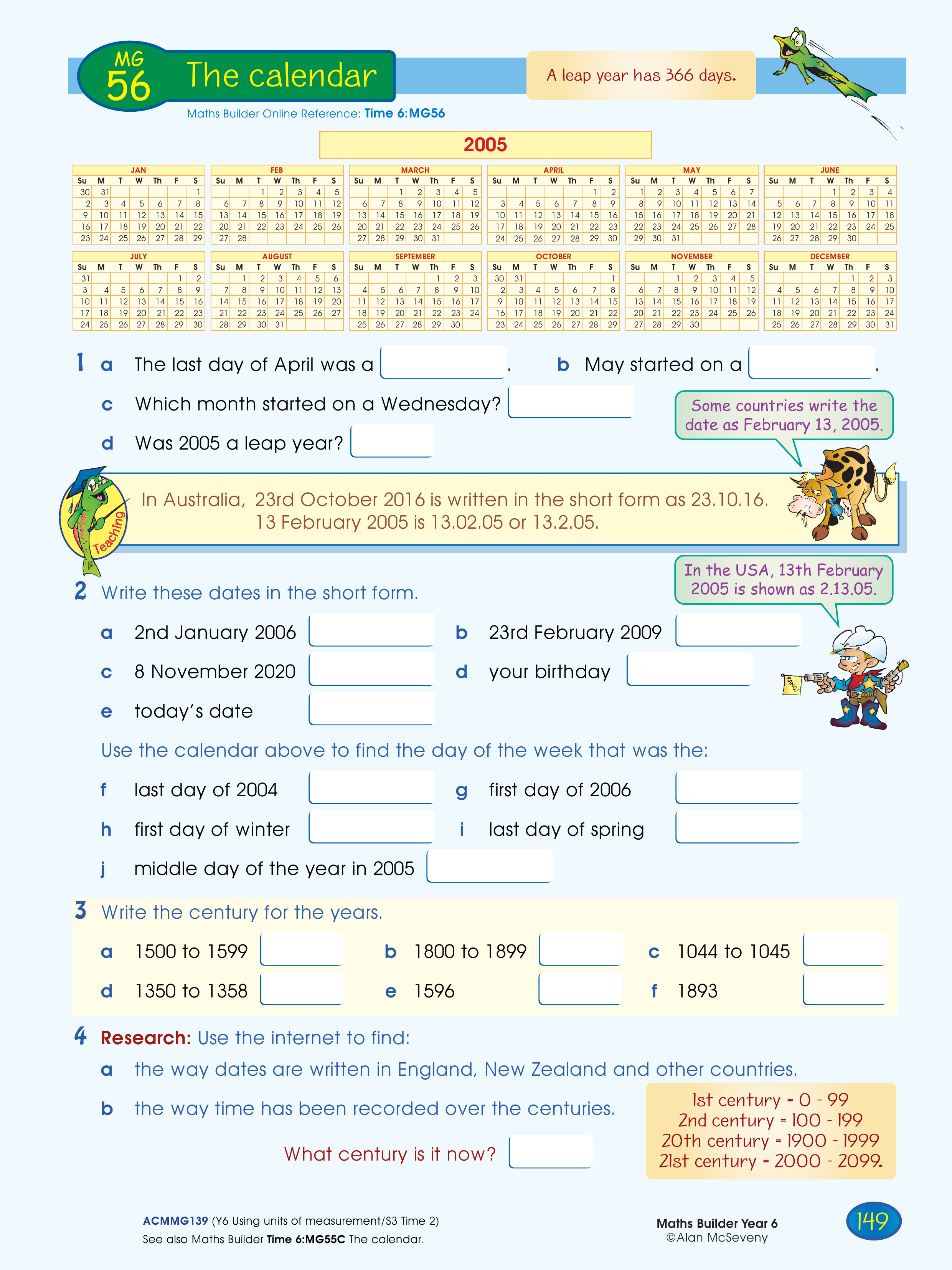 The calendar — worksheet preview