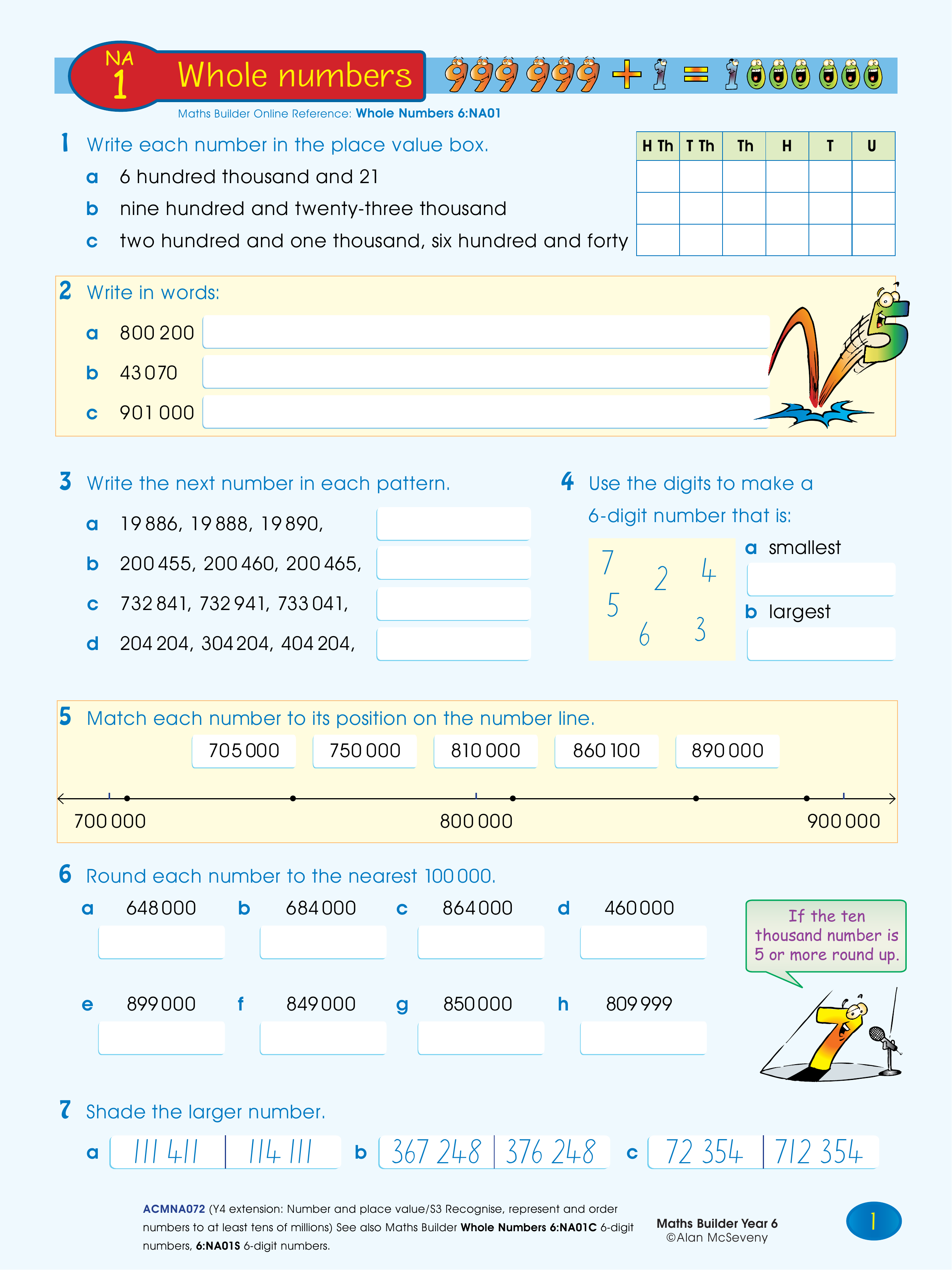 Whole Numbers — worksheet preview
