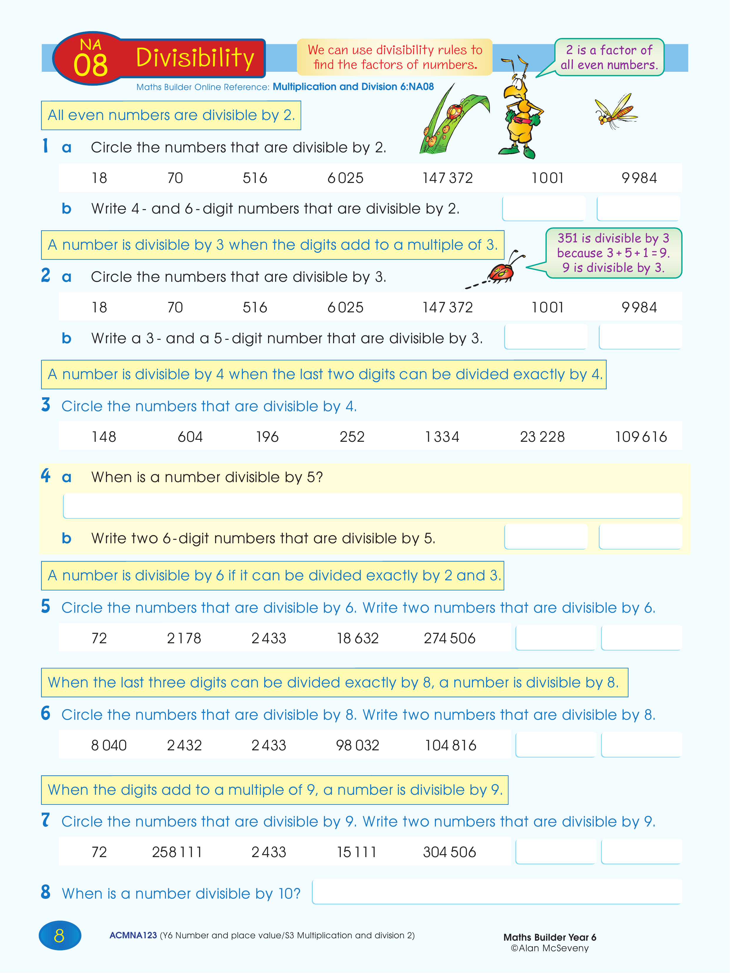 Divisibility — worksheet preview