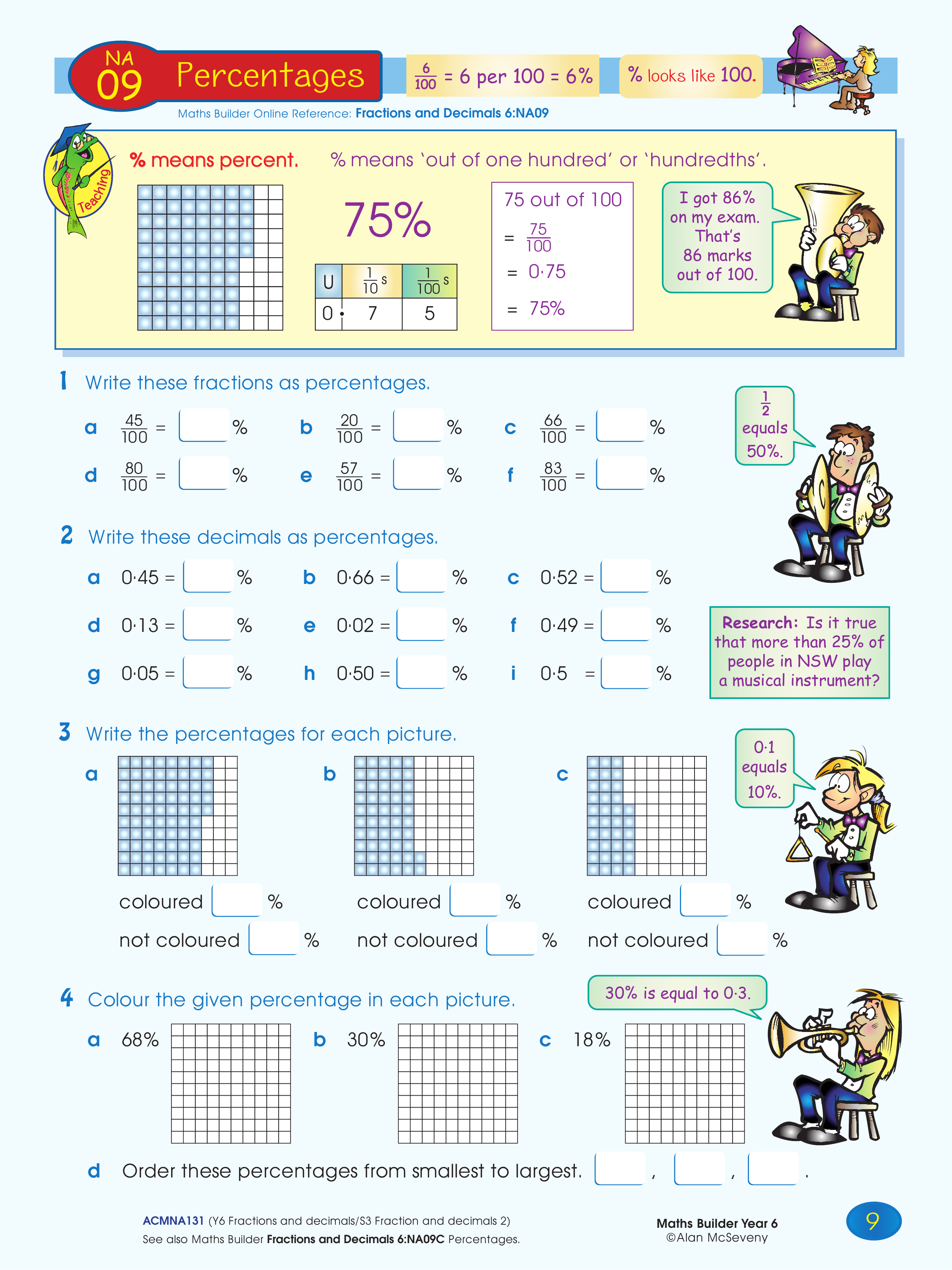 Percentages — worksheet preview