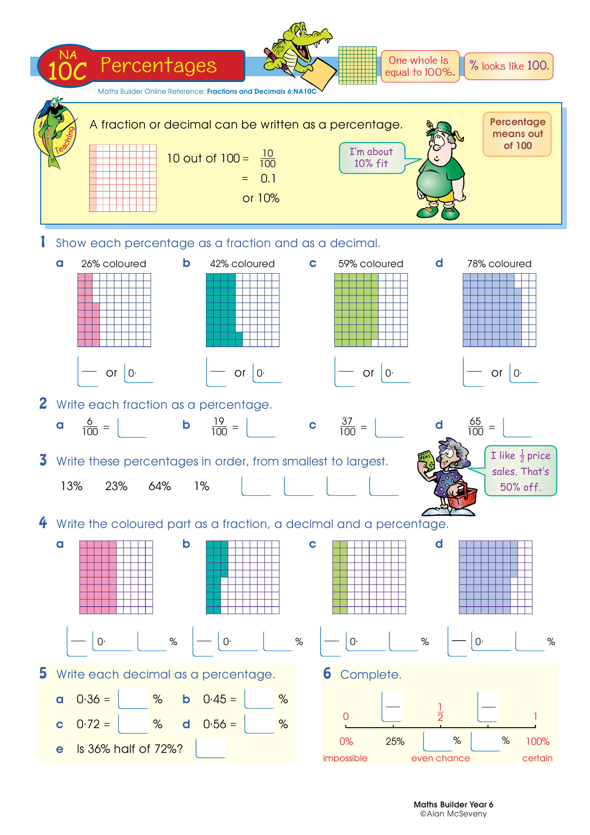 Percentages — worksheet preview