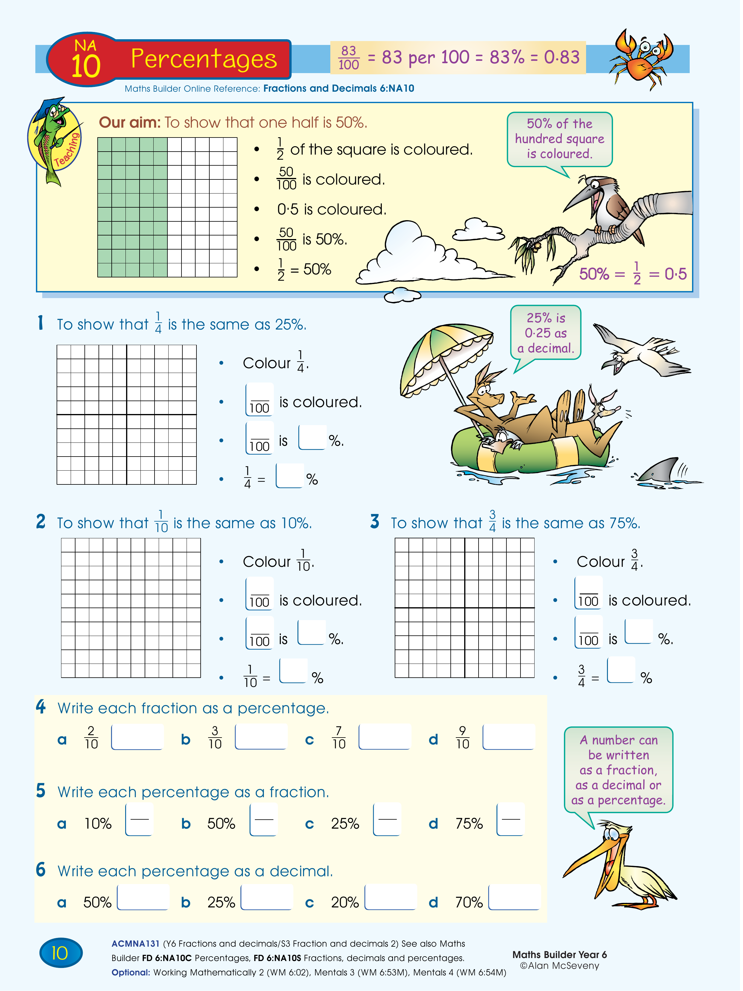 Percentages — worksheet preview