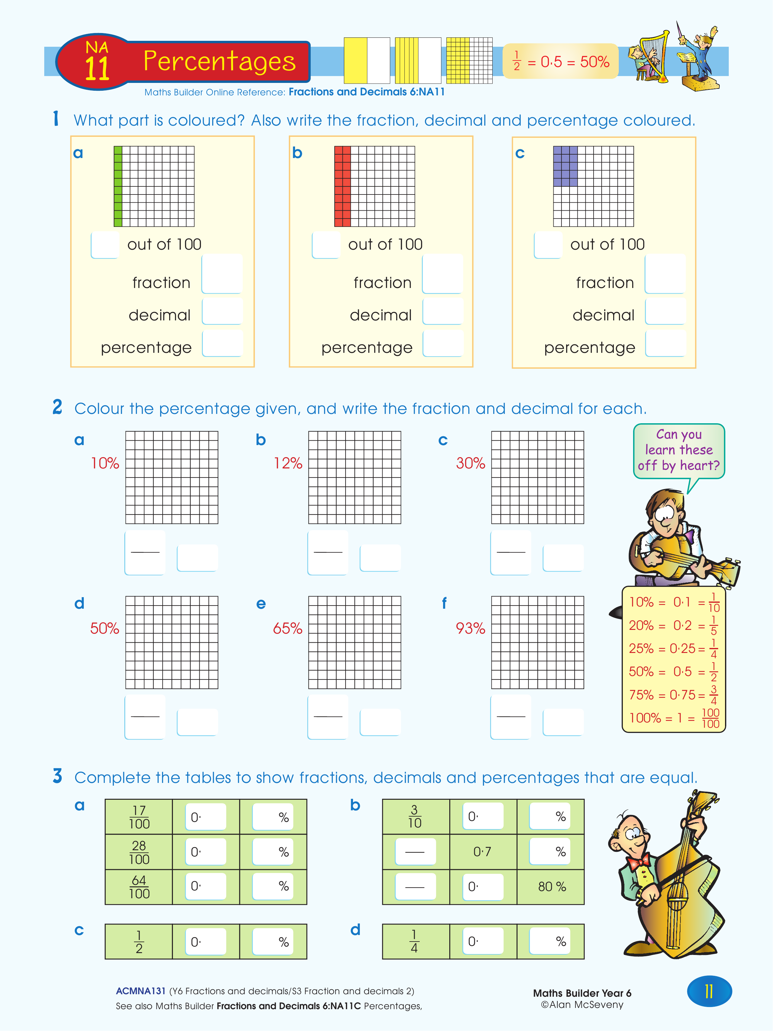 Percentages — worksheet preview