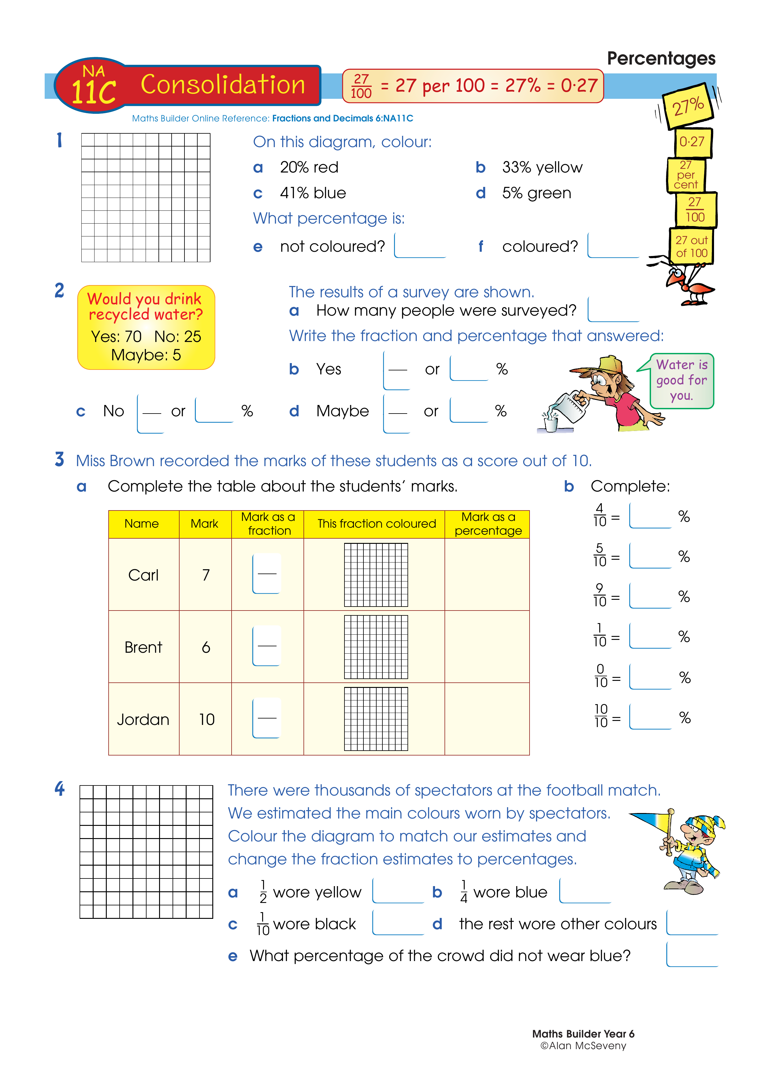 Percentages — worksheet preview