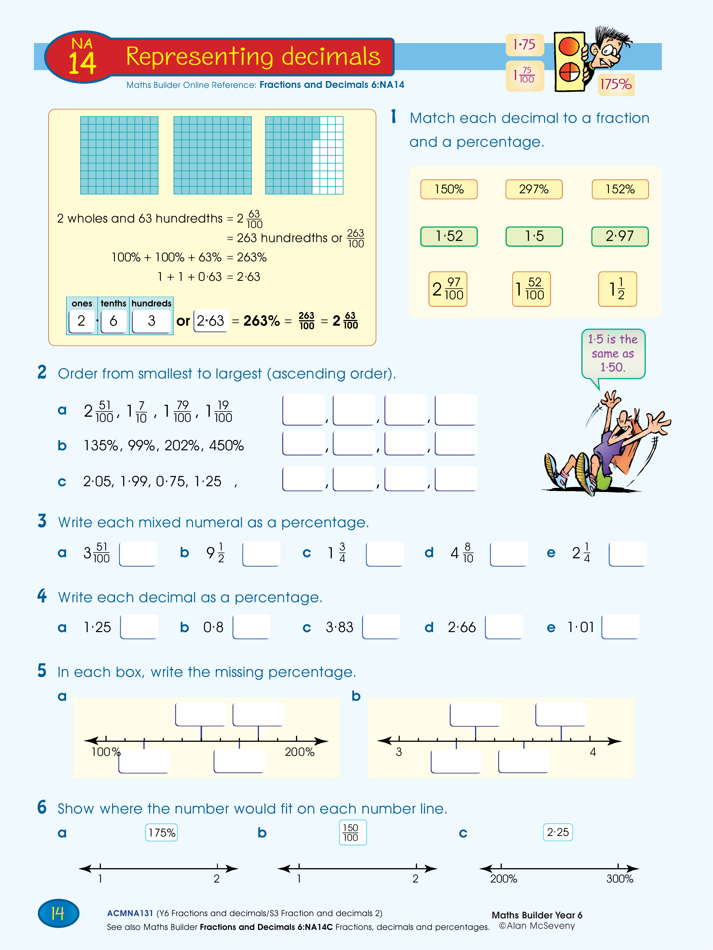 Representing decimals — worksheet preview