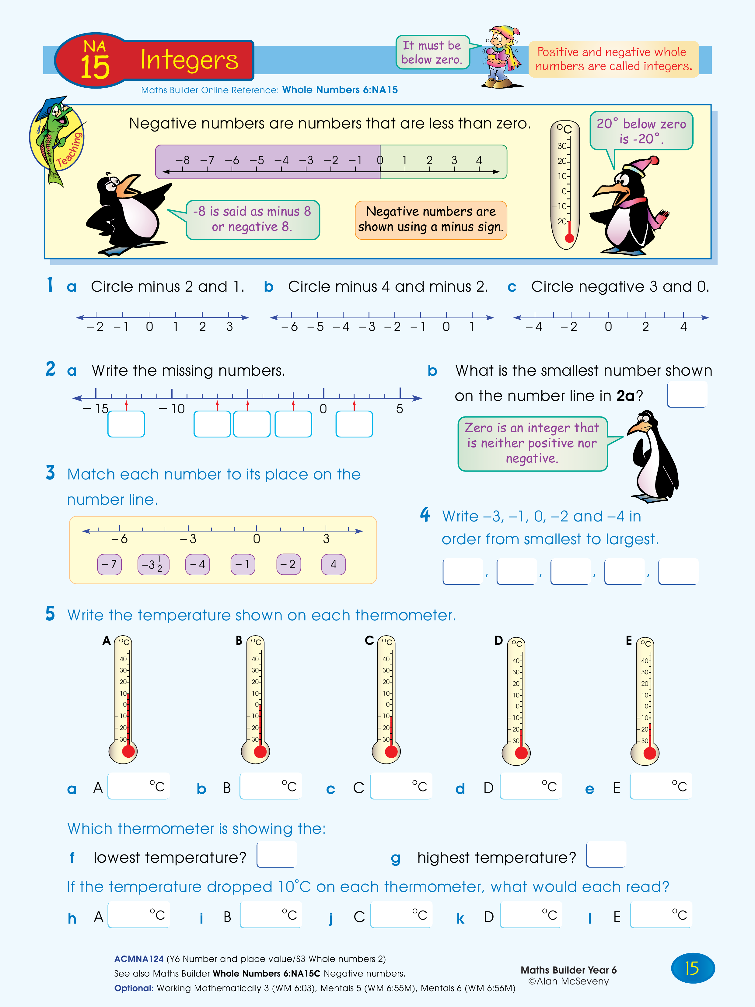 Integers — worksheet preview