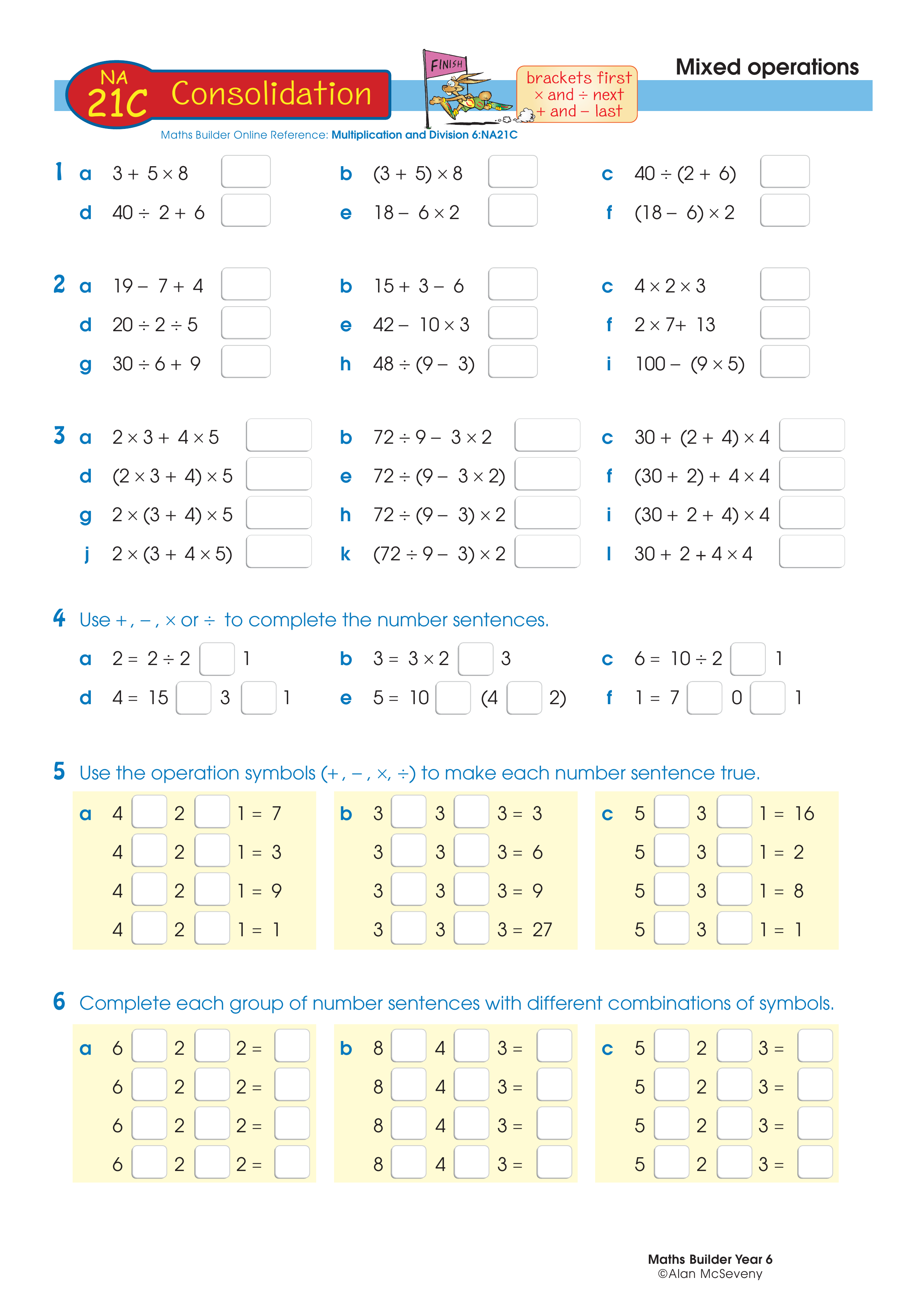 Mixed operations — worksheet preview